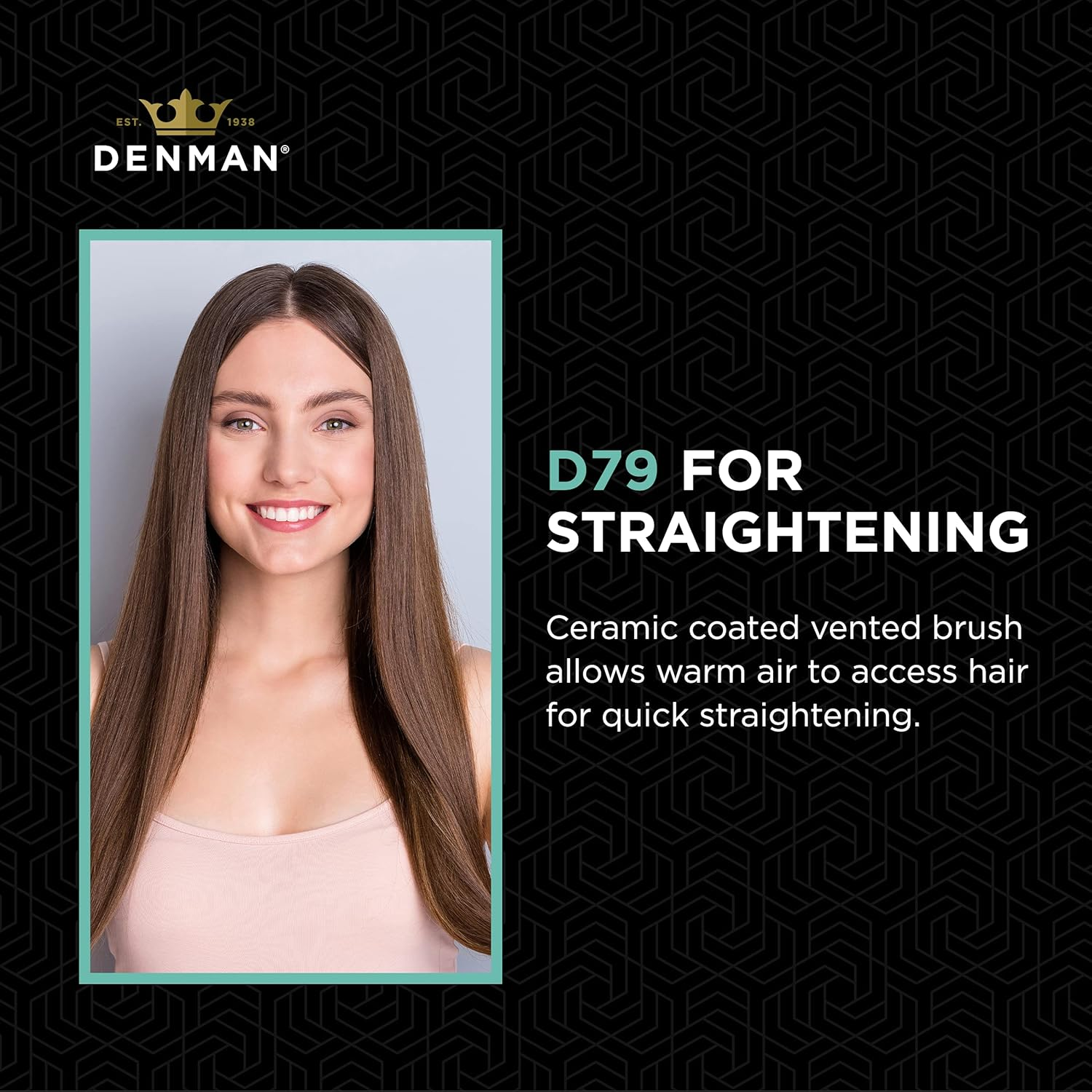 Denman D79 Thermoceramic Hair Straightening Brush - with Boar Bristles - for Wide, Wavy, Curly, Coily Hair &ndash; Black image number 1