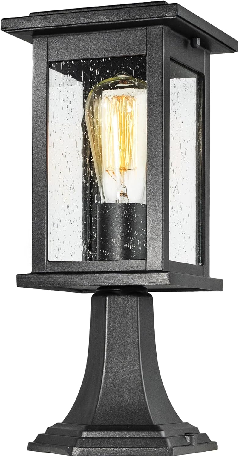 EMLIVIAR Black Post Light Outdoor, Waterproof Pillar Light Ideal for Patio, Pathway, Garden, Aluminum with Water Ripple Glass, AU1803EW1-P image number 4