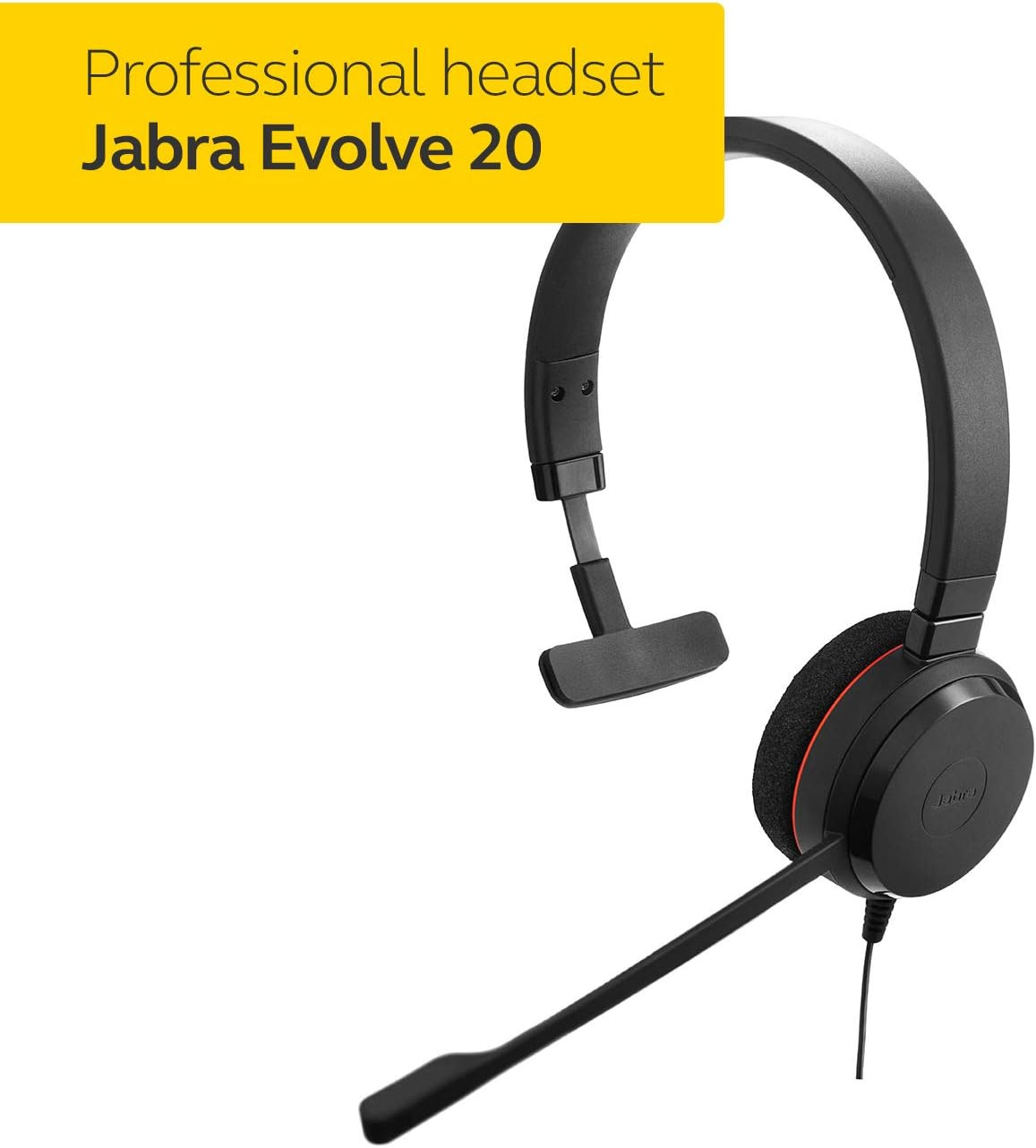 Jabra Evolve 20 Mono Noise Cancelling Headphones- Optimised for Unified Communications, Black image number 3