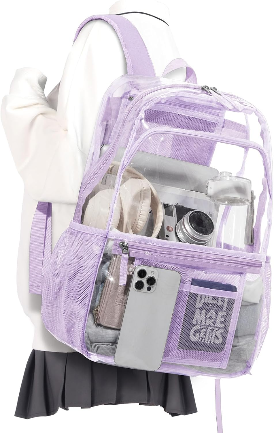 WEPOET Clear Backpack Heavy Duty Transparent See through Backpack,Waterproof Clear Bookbag