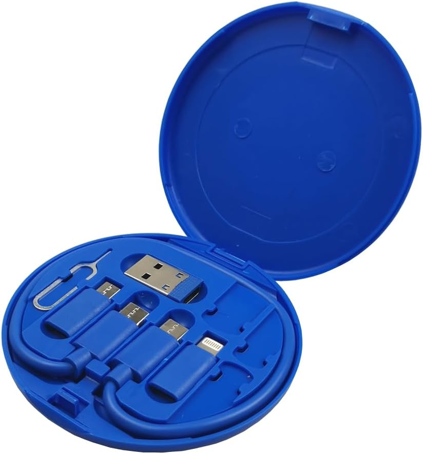 Multifunctional Data Cable Storage Box Adaptor for Lightning, USB-C and Micro-Usb Devices Universal Data Transfer Cable (Black)