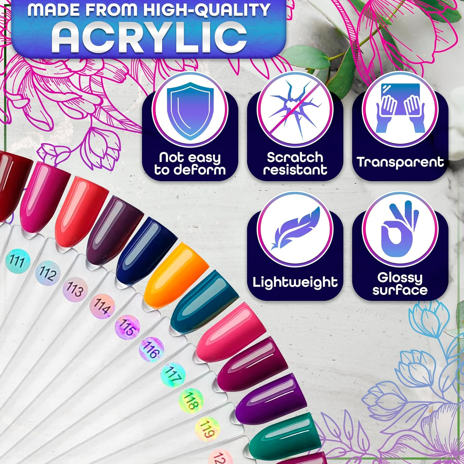 Nail Polish Swatch Sticks with Number Stickers - 200Pcs Nail Polish Swatch Rings Clear Nail Swatch Sticks Display Sticks Nail Color Practice Plastic Nail Swatches Sticks - Nail Sample Swatches Sticks image number 3