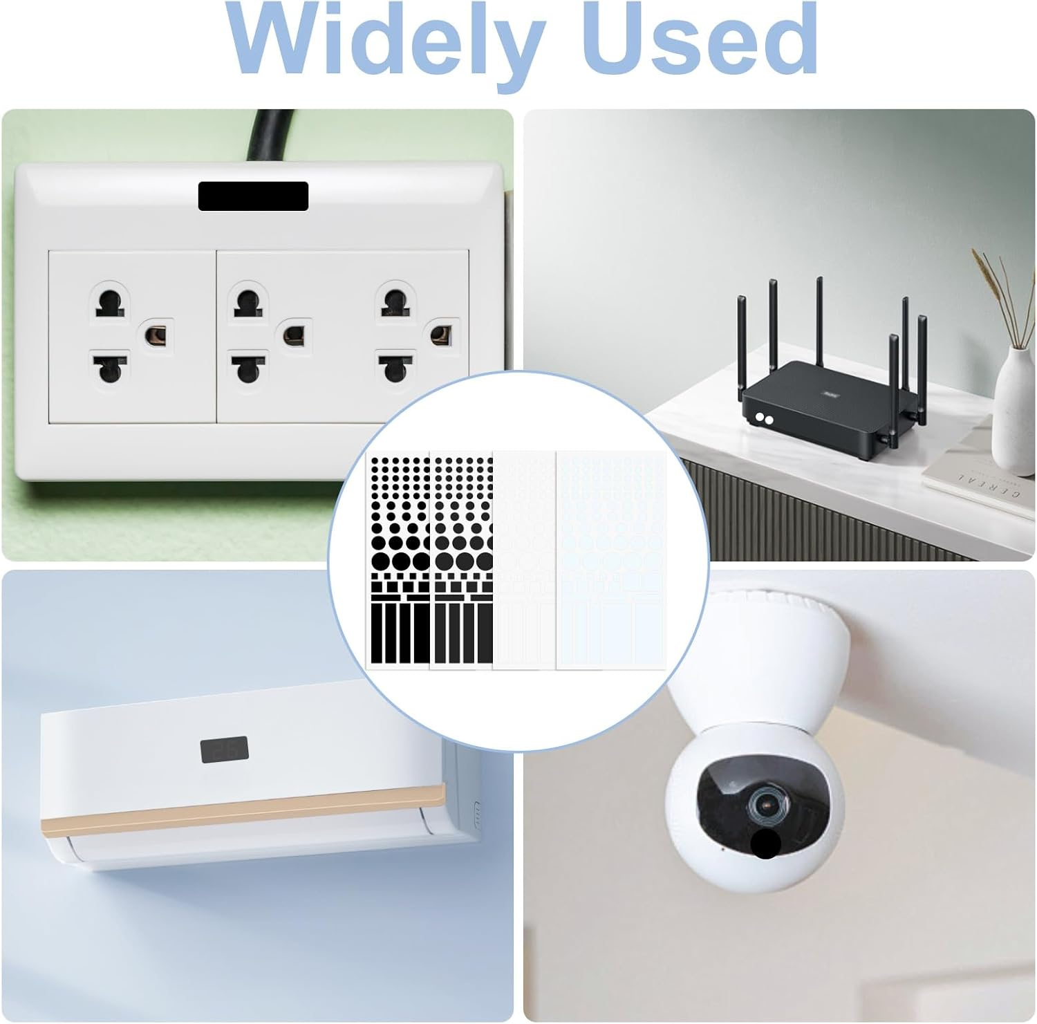 400 Pcs LED Light Blackout Dimming Stickers, LED Filters Dimming Sheets Full & Half Shading 100 Shapes, Shading for TV Bedroom Fans Air Conditioners Routers Clocks Electrical Appliances(Black White) image number 2