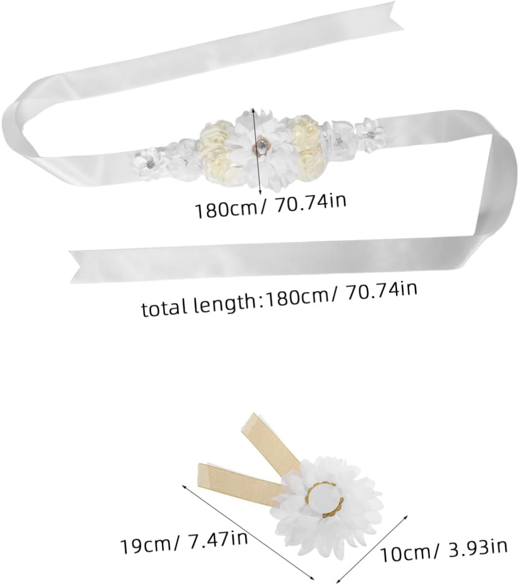 Ibasenice Floral Maternity Sash Belt with Adjustable Straps Stretchable Pregnancy Belly Band for Mom-To-Be Supportive Shower Decoration and Comfortable Fit image number 2