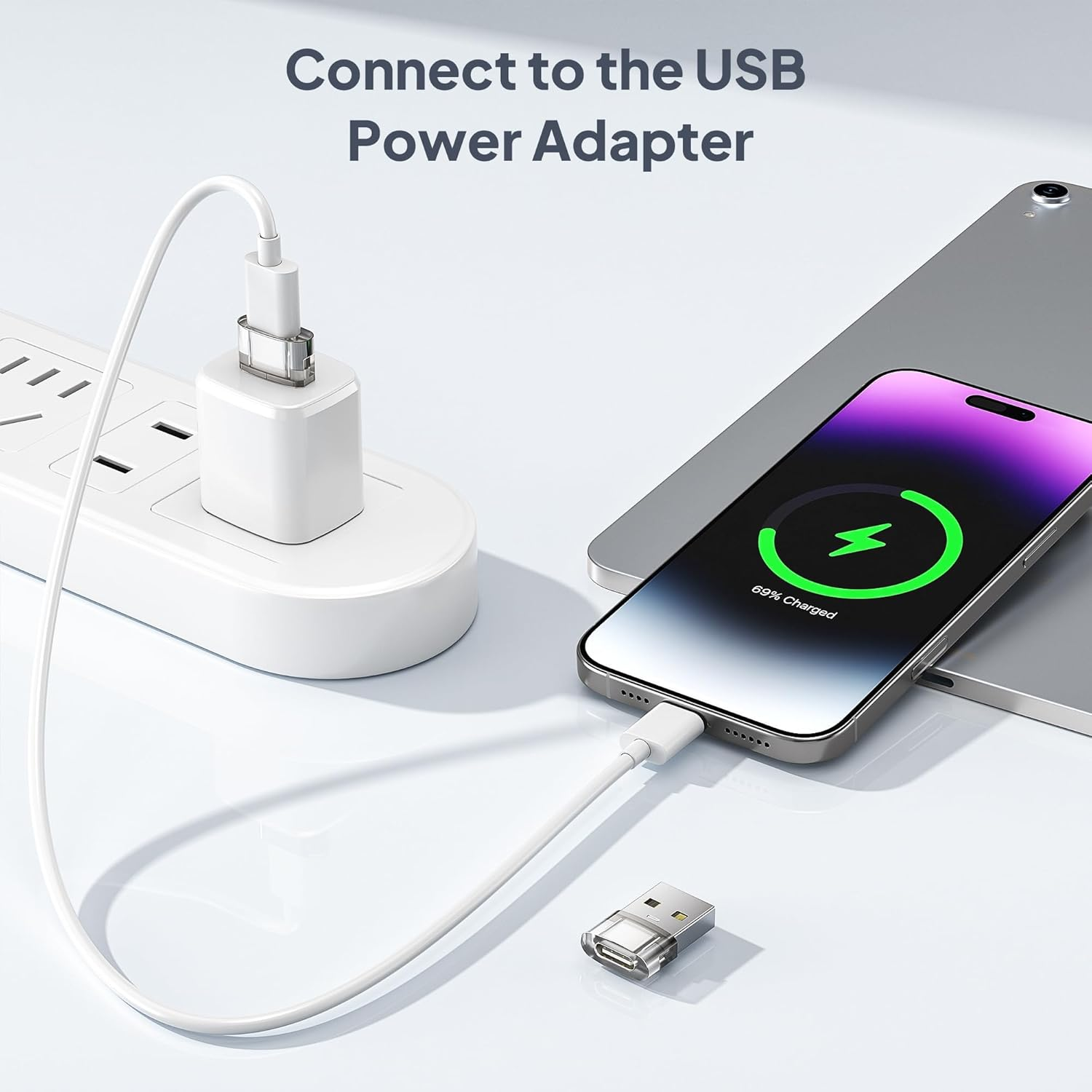 Elebase USB to USB C Adapter 4 Pack,Transparent Type-C Female to a Male Car Charger Converter for New Iphone 16 Pro Max plus 15 14 13,Apple Watch 10 9 8,Airpods,Ipad Air 5 Mini 6 7,Samsung S25 Ultra image number 3