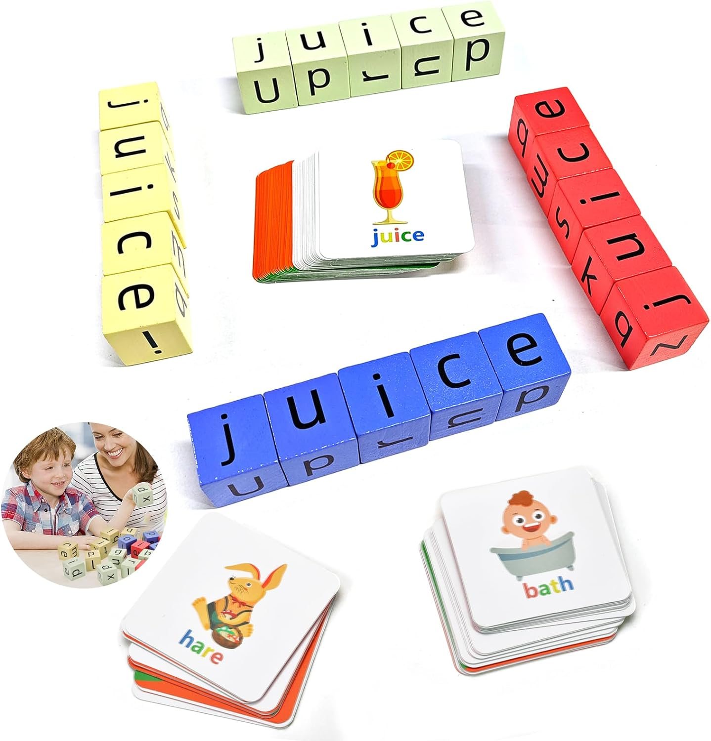 Educational Flash Cards and Wooden Blocks Spelling Games, Alphabet Matching Multiplayer, Stimulates the Brain'S Imagination and Creativity, Flash Cards for Kids Ages 4-8 Suitable for Classroom,Parties image number 5