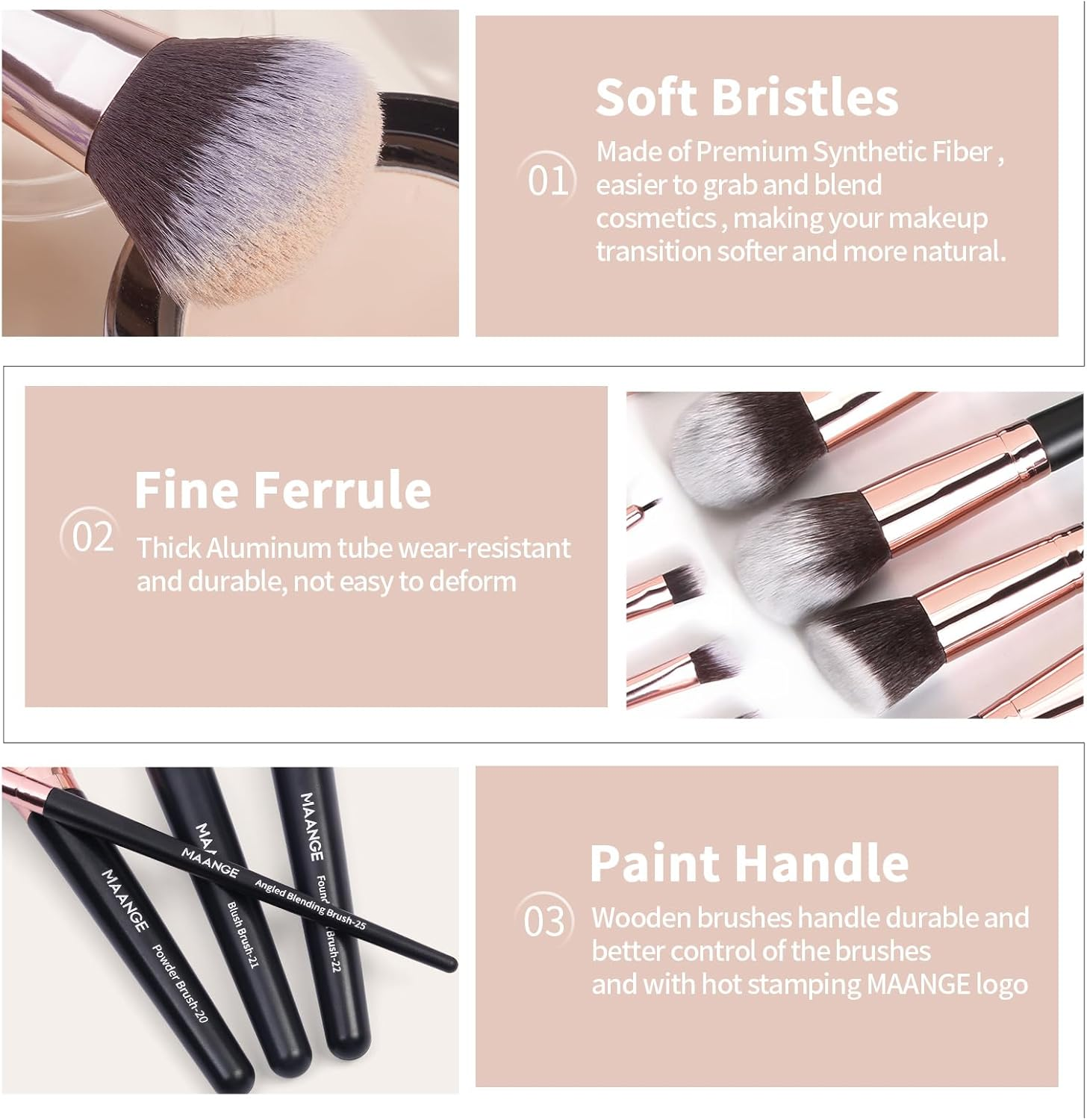 MAANGE Professional Makeup Brushes, 30 Pcs Makeup Brushes Set Premium Synthetic Face Foundation Powder Brush Kit Travel Makeup Brushes (Black Gold)