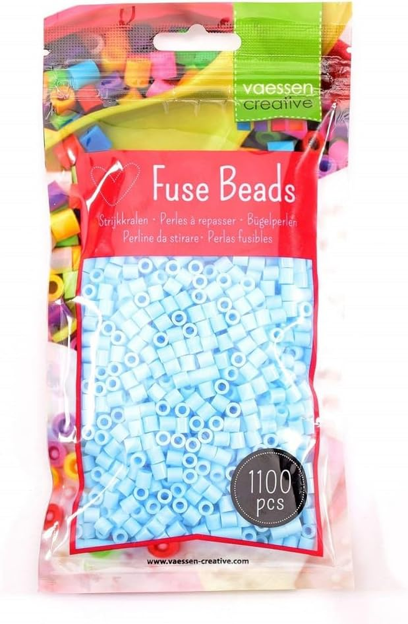 Vaessen Creative Fuse Beads, Light Blue, Set of 1100 Pieces for DIY Crafts with Kids, Making Jewelry, Homemade Decorations and Other Crafty Ideas, 5Mm - Black image number 7