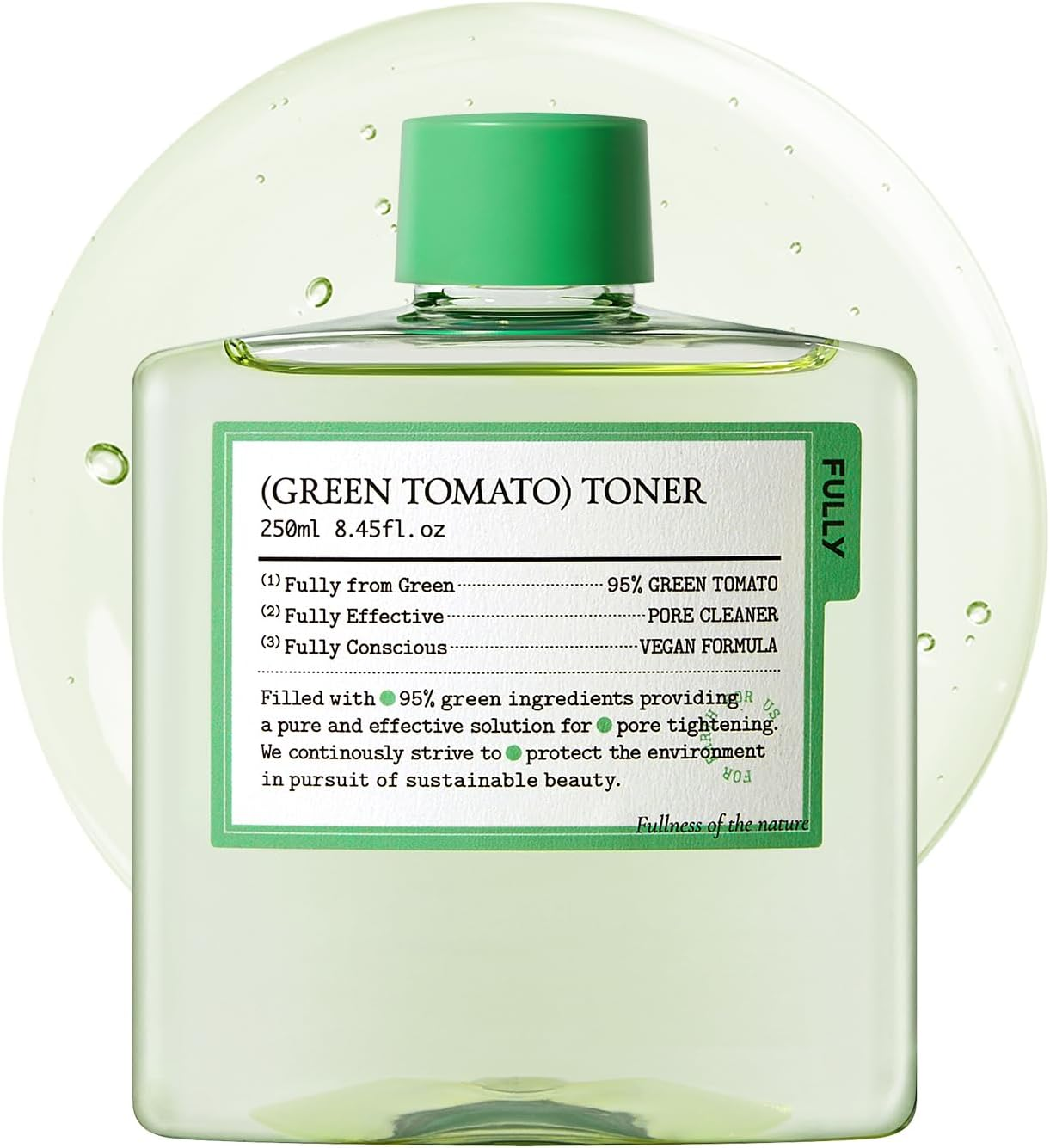 FULLY Green Tomato Toner, Pore Tightening with 95% Green Tomato Extract and VIT C, Skin Soothing and Hydrating, Fragrance Free, Vegan & Dermatologically Tested, 250Ml image number 6