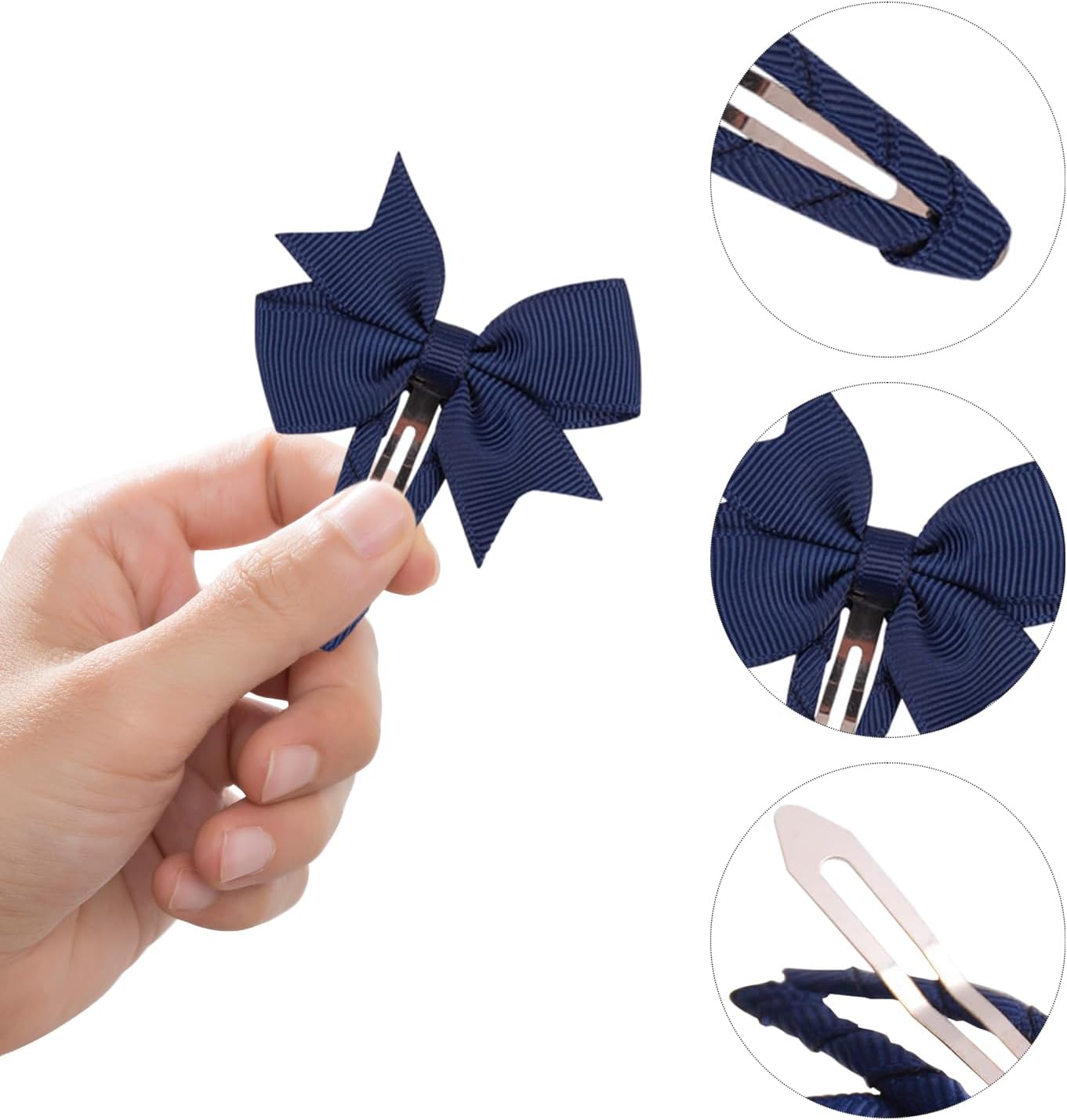 4 Navy Blue Hair Pins and 4 Hair Ropes, Blue Headpiece Set, Hair Accessories for Kids Bows, Ponytail Hair Ring Hair Band image number 2