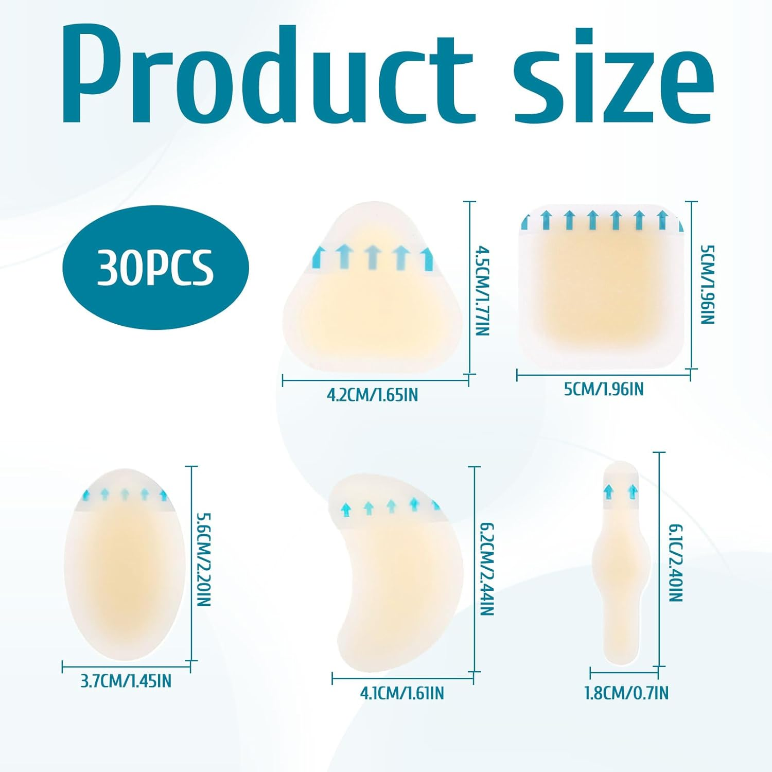 Bandaids, 30Pcs Blister Band Aid, Bandaid, Invisible Blister Hydrocolloid Bandages, Hydrocolloid Blisterband Aid, Waterproof Invisible Gel Cushion, Suitable for Foot, Toe and Heel Protection image number 4