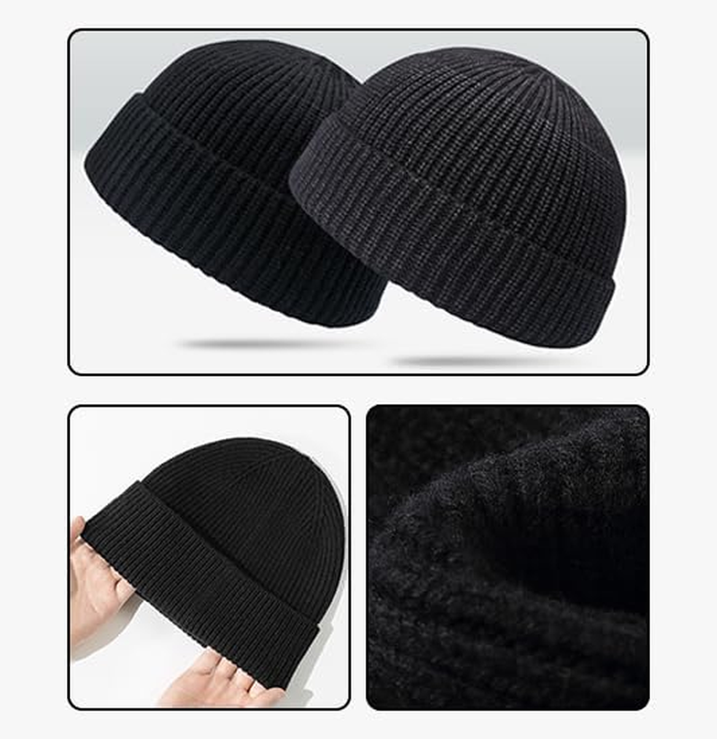 Sakaguro 2 Packs Beanie Hats for Men Women Warm Winter Hats Outdoor Warm Hat - Black, White image number 2