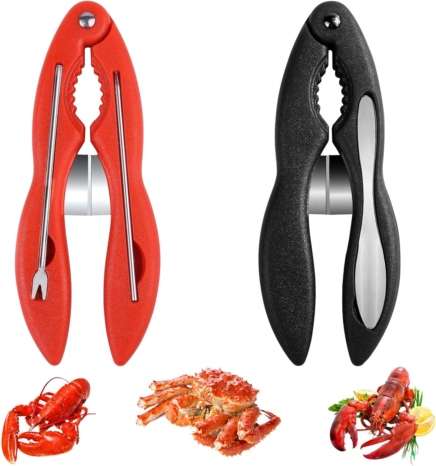 Crab Leg Crackers and Tools,Multifunctional Lobster Crackers and Picks Set Portable Shellfish Crab Claw Cracker Stainless Steel Seafood Crackers & Forks，2Pack image number 3