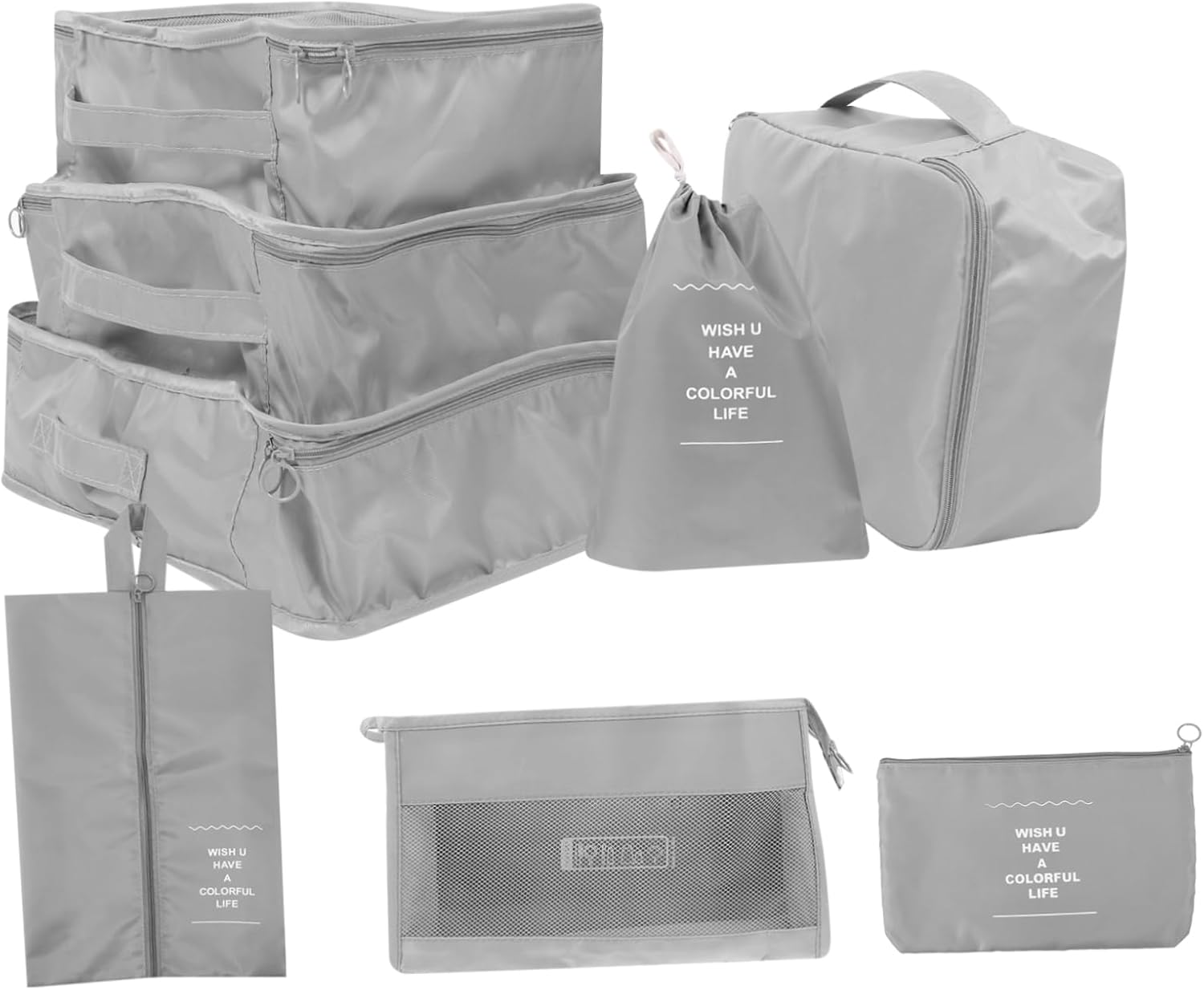 JEWEDECO 8Pcs Travel Suitcase Pouches Fabric Luggage Organizers Packing Cubes for Suitcases Luggage Organiser Bag Travel Essentials image number 4