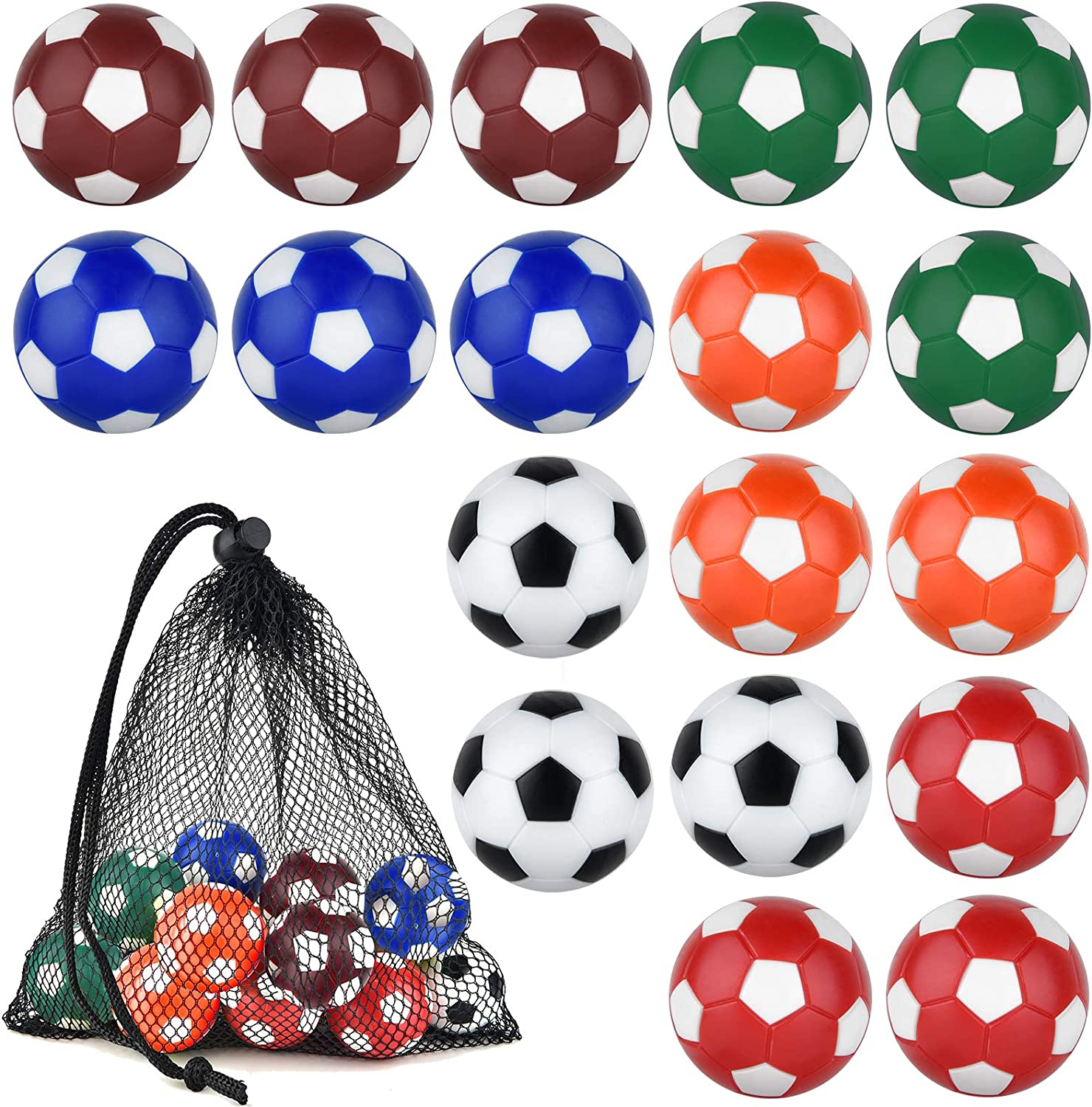 Coopay 18 Pieces 32Mm Foosball Balls Table Football Soccer Replacement Balls Multicolor Official Tabletop Game Balls with a Black Drawstring Bag
