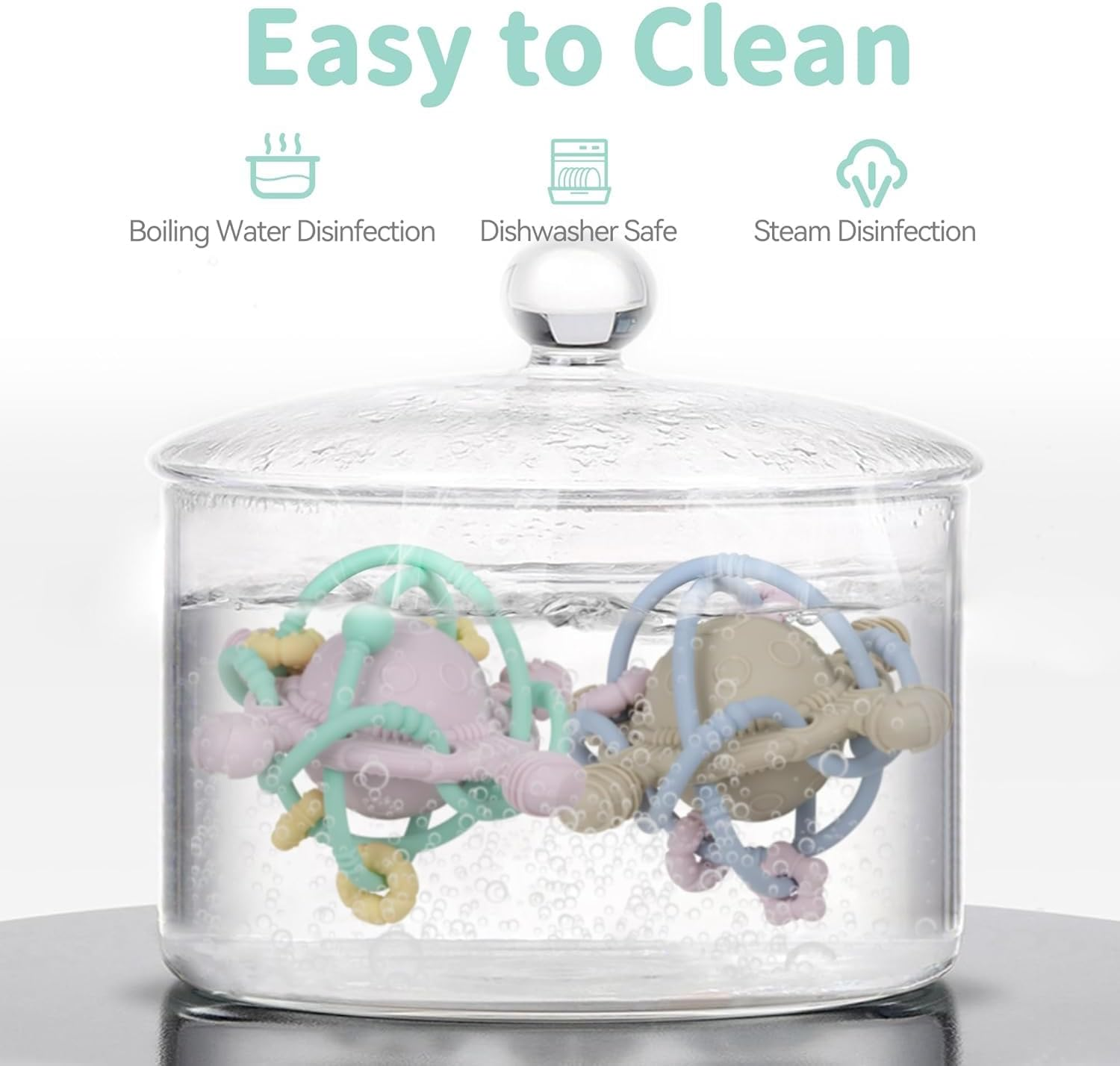 Baby Sensory Teething Toys - Baby Montessori Learning Developmental Toys for 0-6 6-12 Months - Newborn Teething Ball - Infant Chew Toys for 0 3 6 9 12 18 Months Baby Girls Boys Gift - Pink image number 6