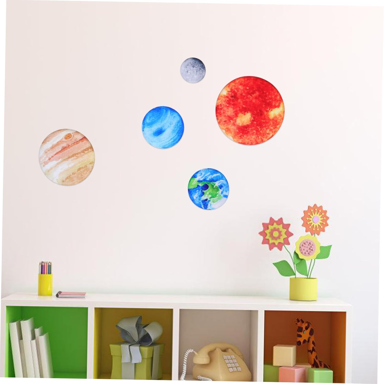 Planet Wall Sticker Solar System Decal for Living Removable Peel and Stick Nursery Decor Nine Planets Wall Art image number 1