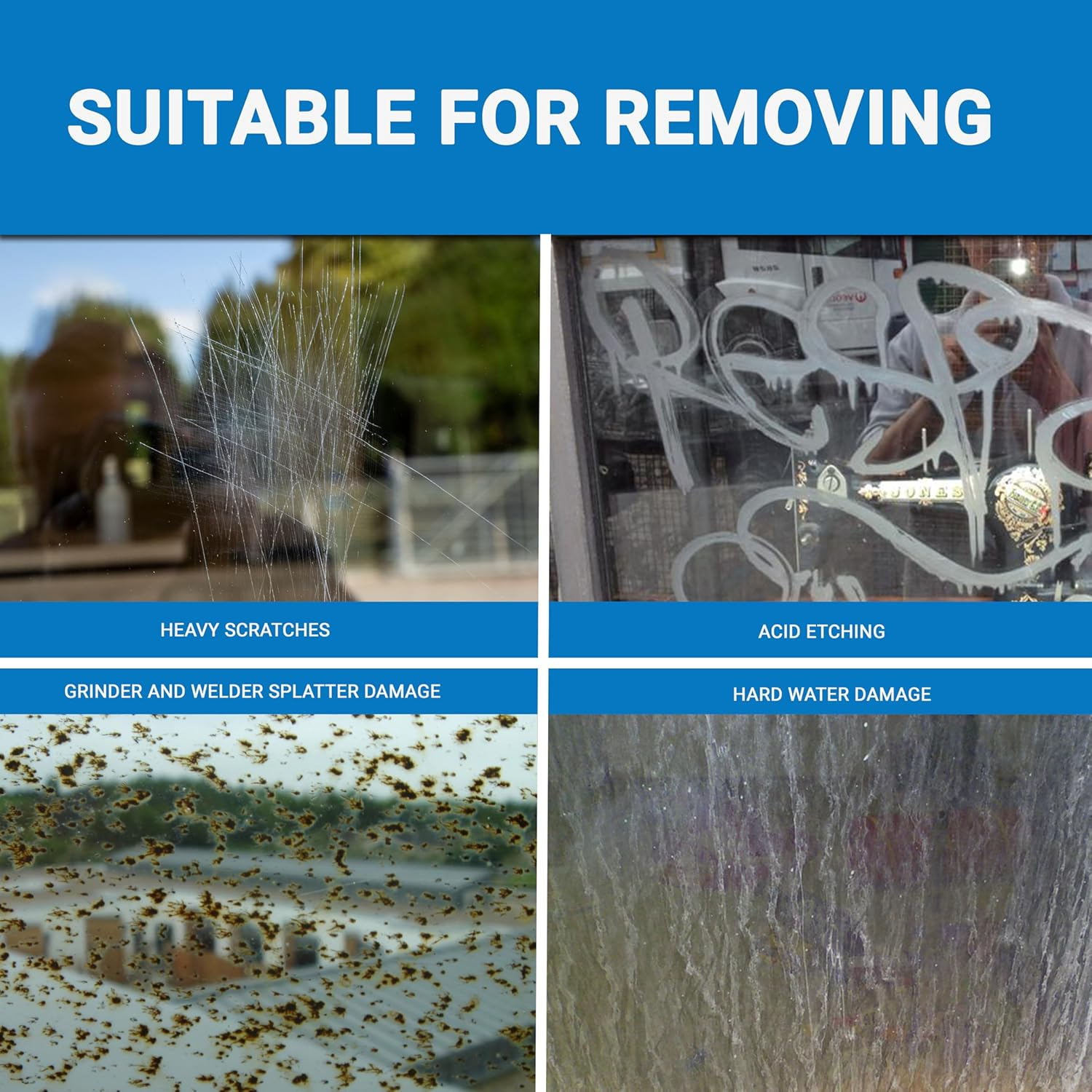 Glass Polish 125Mm (5&rdquo;) PRO Glass Scratch Removal Kit for Professional Glass Polishing, Removes Scratches, Graffiti, Water Damage, and Acid Etching, Restores Original Condition image number 4