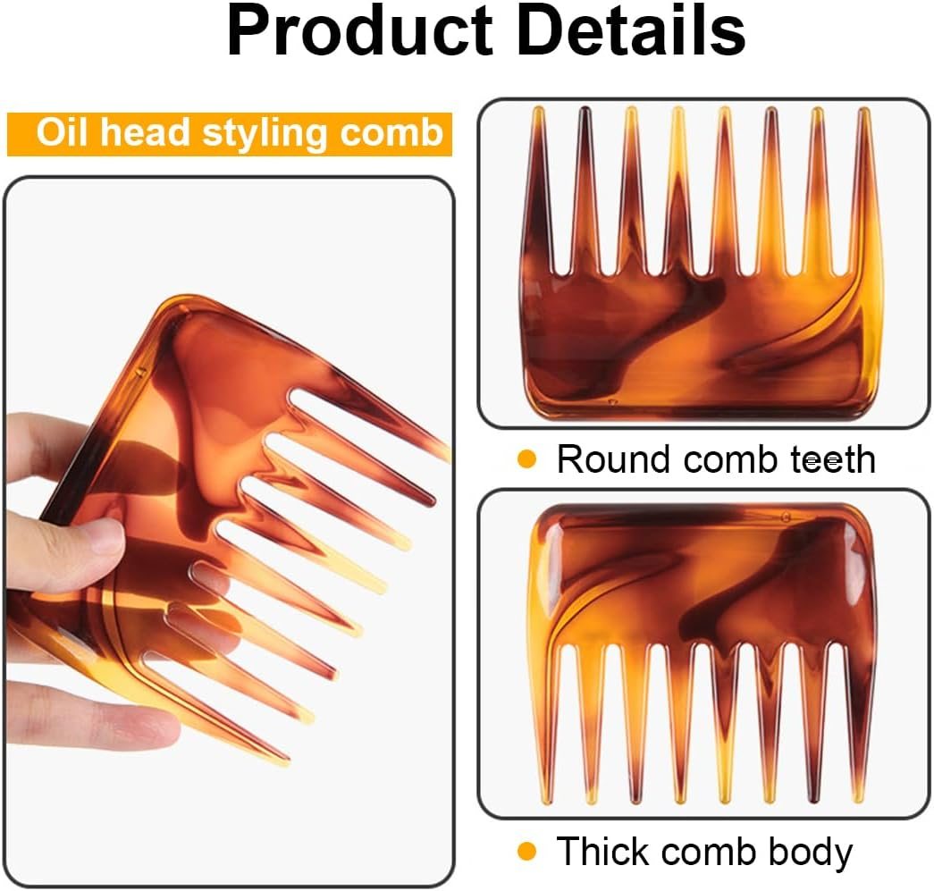 BIRLOZA Amber Wide Tooth Combs Bag Curling Comb Natural Curls Heat Resistant Comb Coarse Zinc Antistatic on the Go Highlight Comb for Women Men Hair Styling Curly Wet image number 1