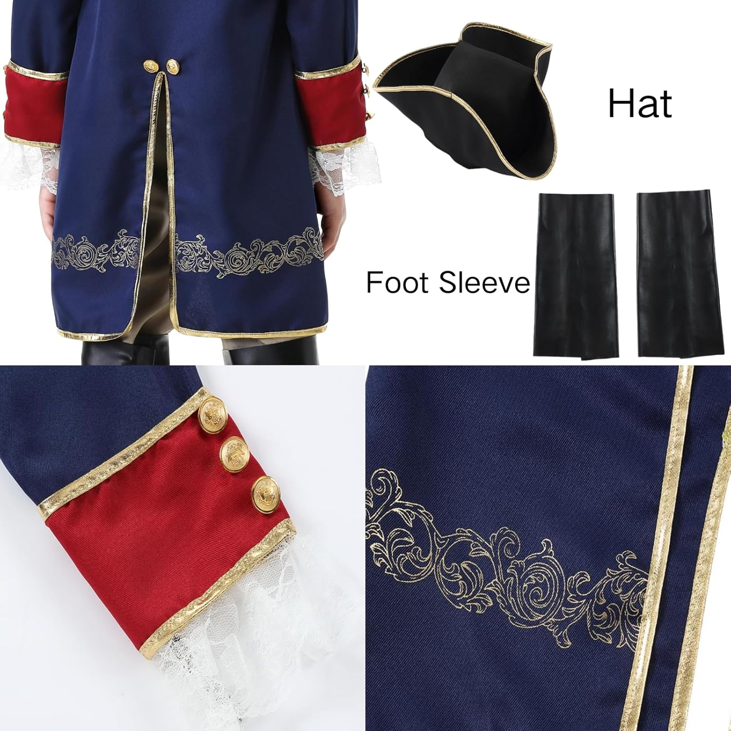 Yolsun George Washington Costume for Boys, Boys Founding Father Costume, Colonial Dress up Set for Children image number 2