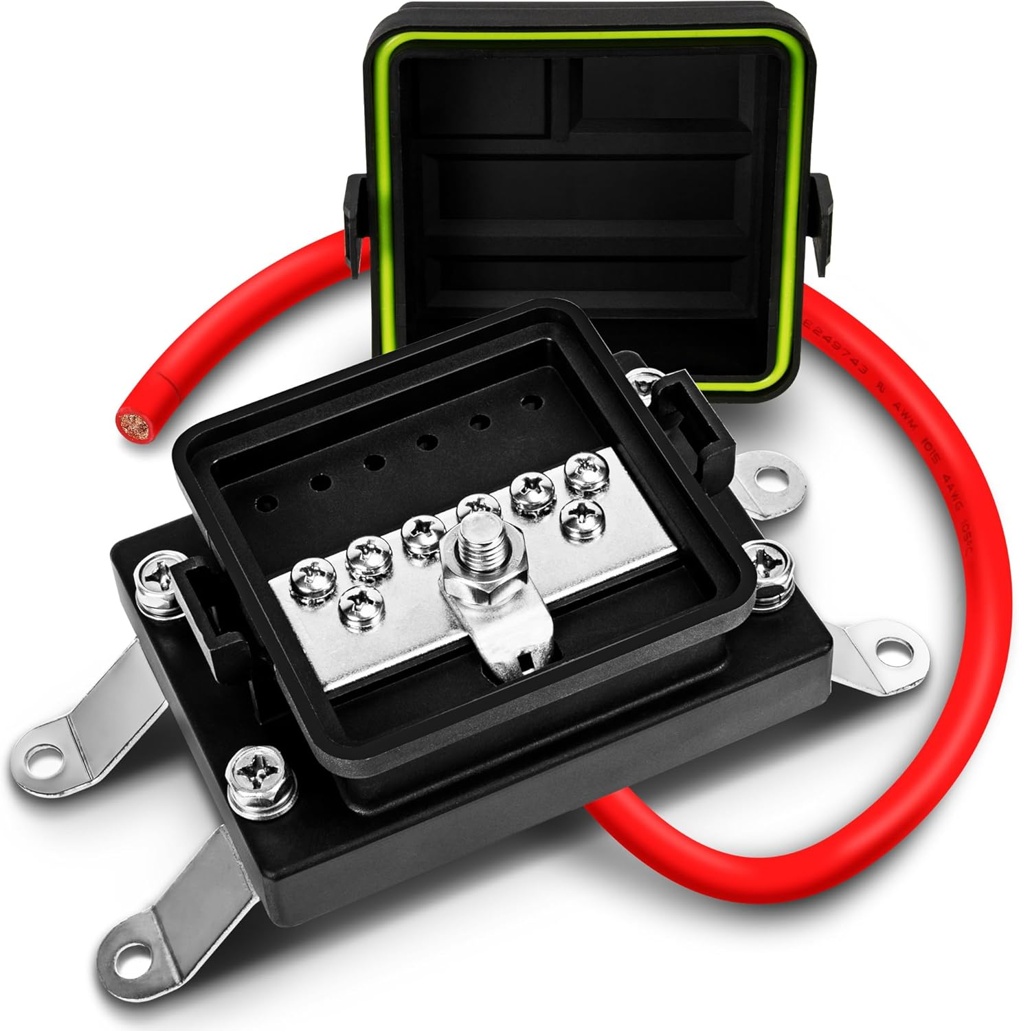 Waterproof Ground Power Distribution Terminal Block Battery Bus Bar [Max. 300V AC/48V DC] [IP65] [Positive/Negative] Insulated Busbar for 12V Automotive Auto Vehicle Marine Car Trailer RV Boat image number 5