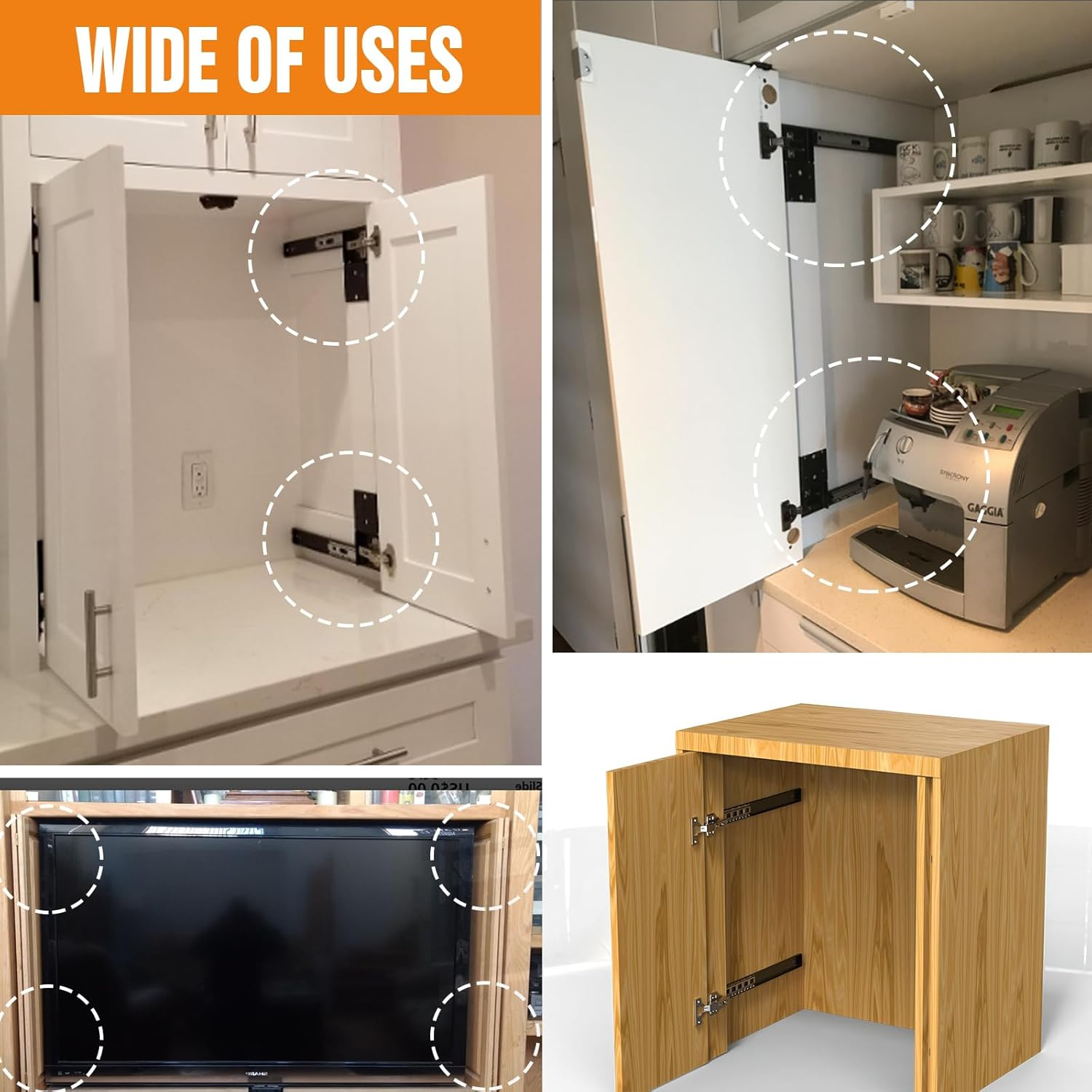 Pisman Pocket Door Slides 16 Inch 2 PCS and Hardwares for Inset and Cabinet Door, Disappearing and Hidden the Slides and the Hinges. image number 2