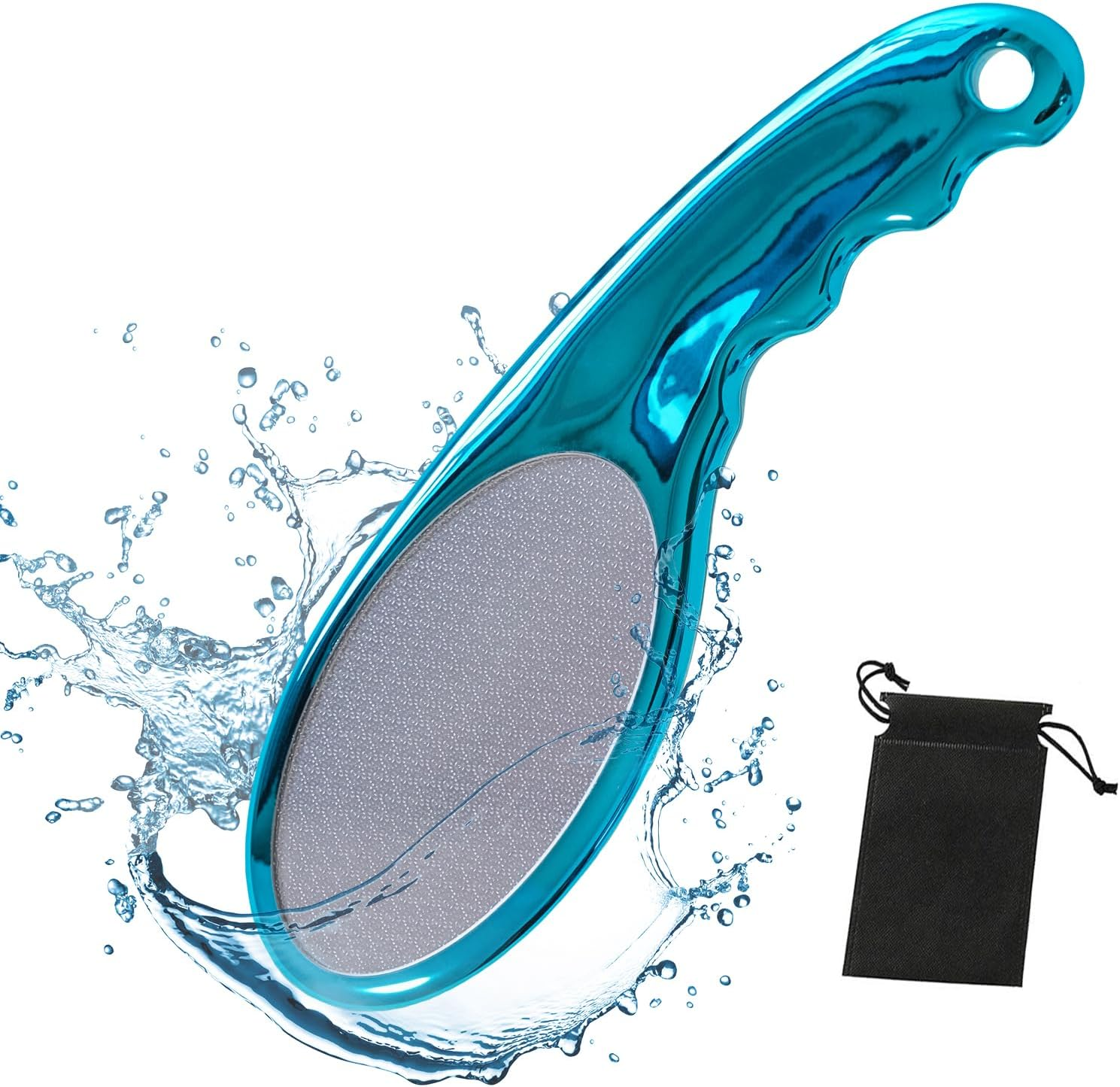 Holyzuel Glass Foot File, Foot Callus Remover with Glass Etching Technology, Portable Handheld Sized Foot Scraper for Cracked Heel for Wet and Dry Feet - Shinning Blue image number 1