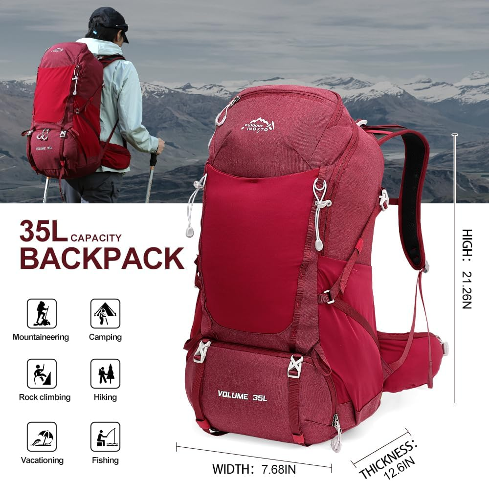 INOXTO 40L Hiking Backpack, Camping Backpack with Waterproof Rain Cover for Men, Outdoor Sport Travel Daypack for Climbing image number 4
