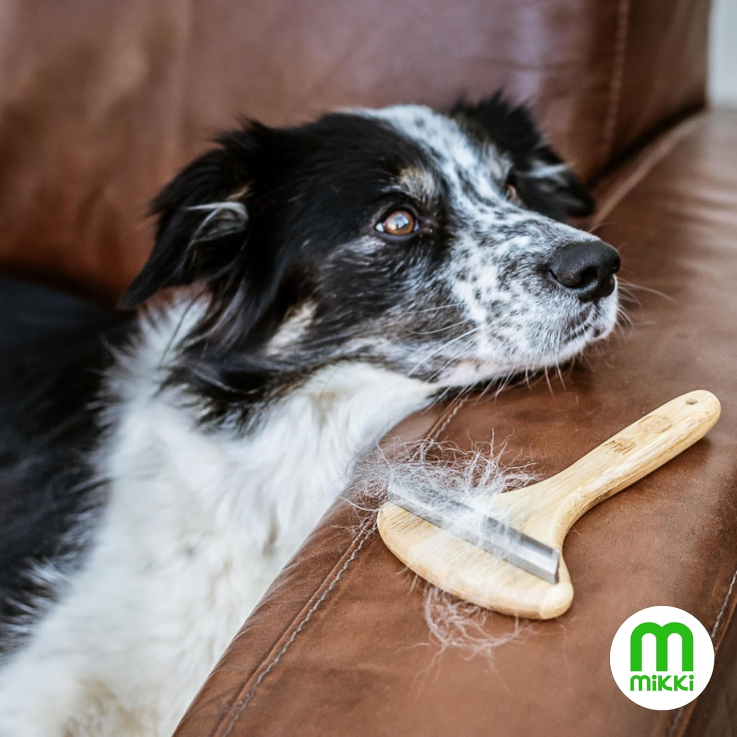 Mikki Bamboo Moult Master Brush Blade for Dog & Cat Grooming, Shedding & Undercoat, Safely Removes Loose Hair, with Anti-Rust Stainless Steel Teeth, Large image number 3