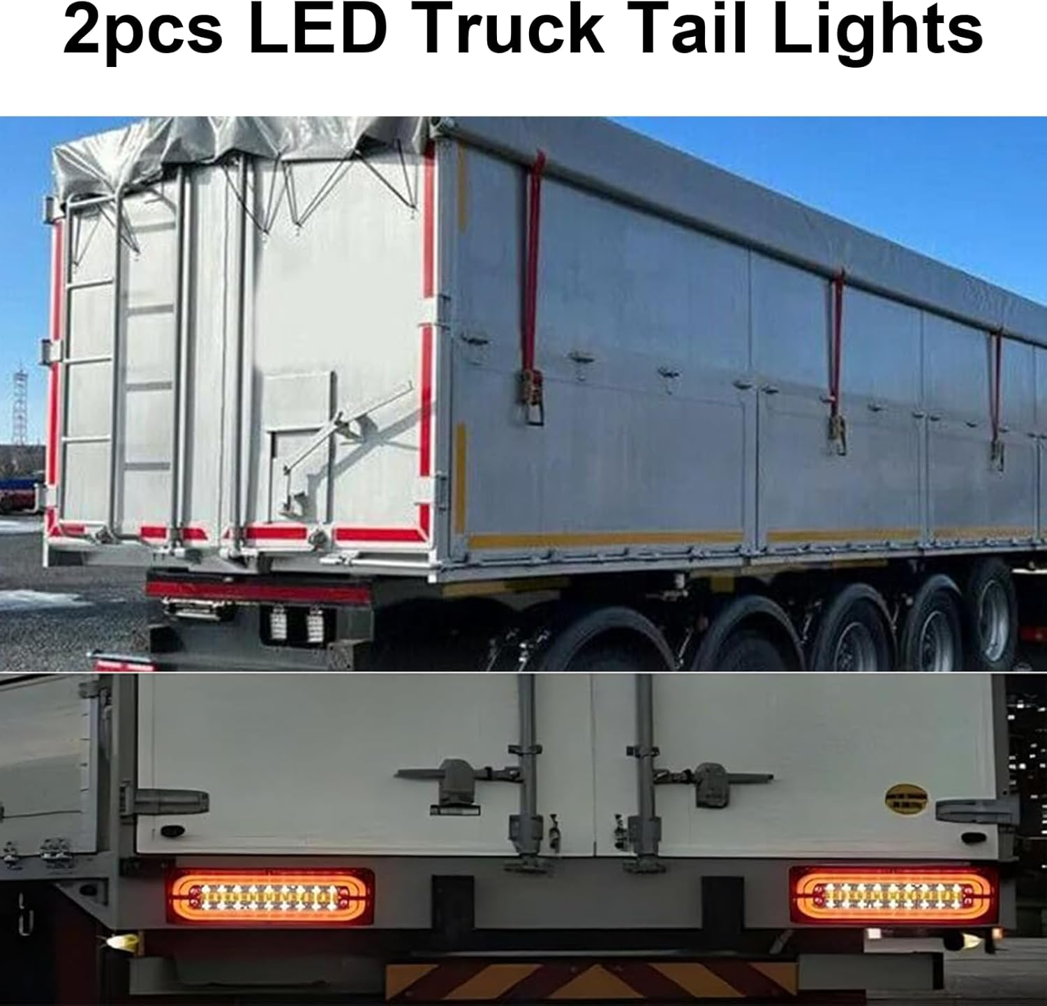 LED Trailer Tail Lights 2Pcs Waterproof Truck Rear Lights with Brake and Turn Signal for RV UTV Lorry Pickup