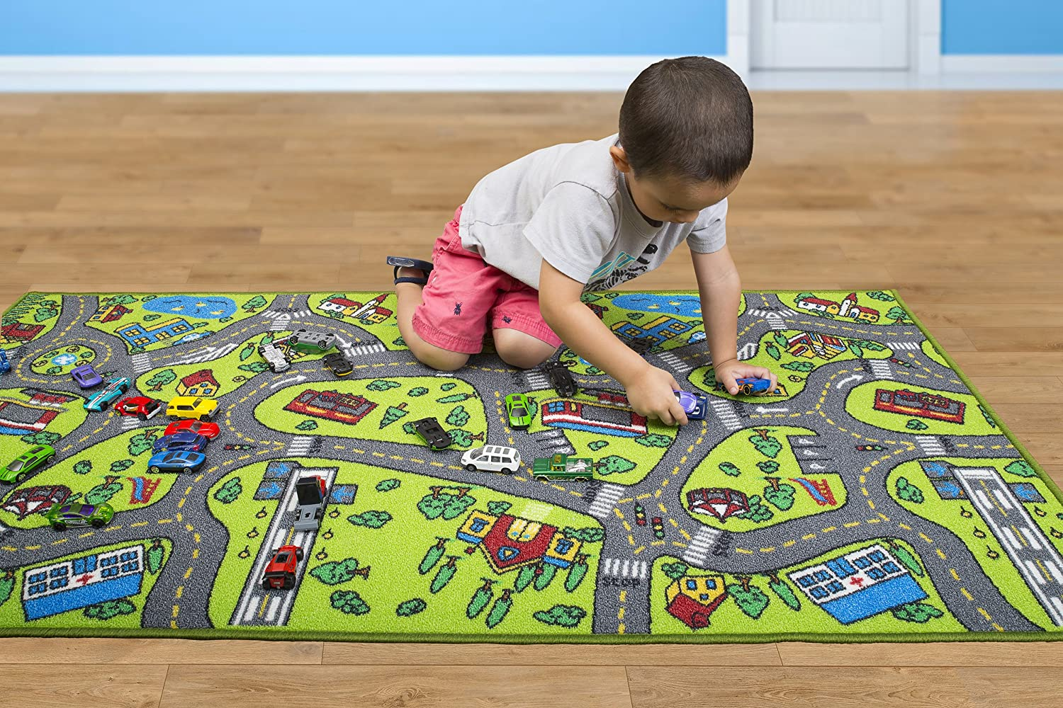 Kids Carpet Playmat Rug City Life Great for Playing with Cars and Toys - Play Learn and Have Fun Safely - Kids Baby Children Educational Road Traffic Play Mat for Bedroom Play Room Game Safe Area image number 1