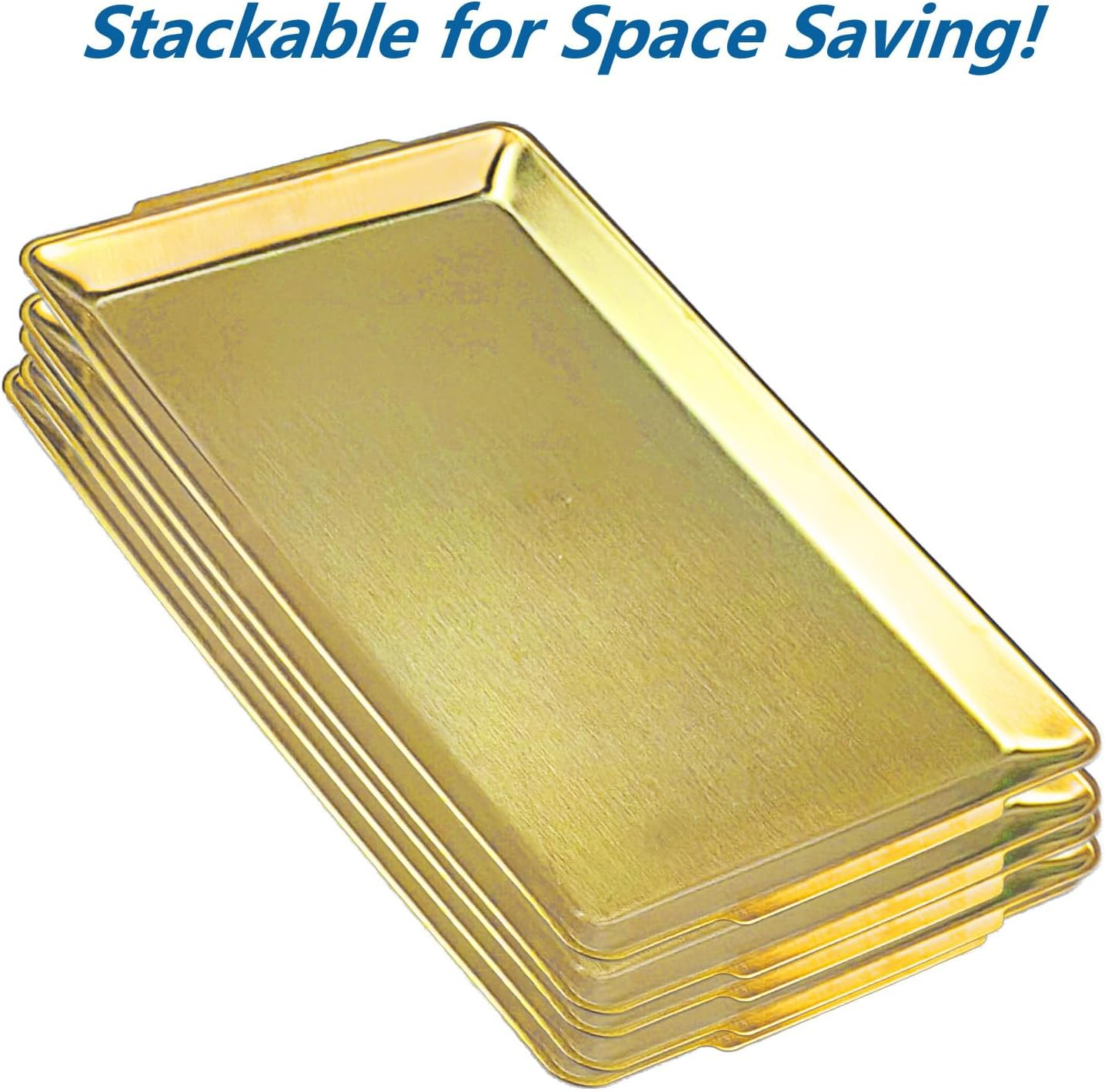 ANQIAHOME 40 X 24 Cm Large Serving Platters, Stainless Steel Heavy-Duty Large Serving Trays, Gold Rectangular Plates for Food, Fruit, Party, Wedding, Christmas, Chip and Scratch Resistant image number 4