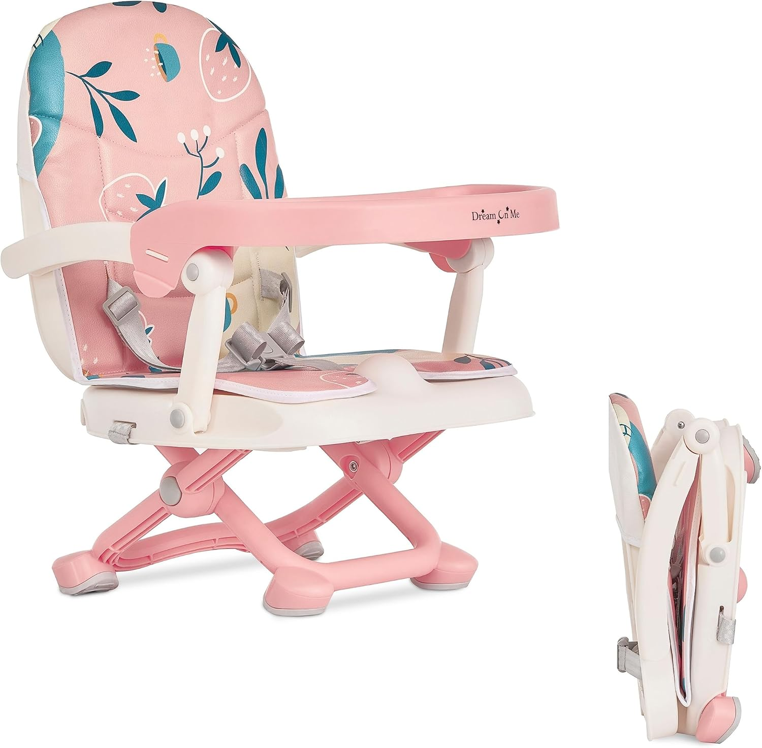 Dream on Me Munch N Go Booster Seat for Dining Table, Lightweight Compact Fold Travel Booster Seat, 3-In-1 Convertible, Four Level Height Adjustment and Easy Tray Removal