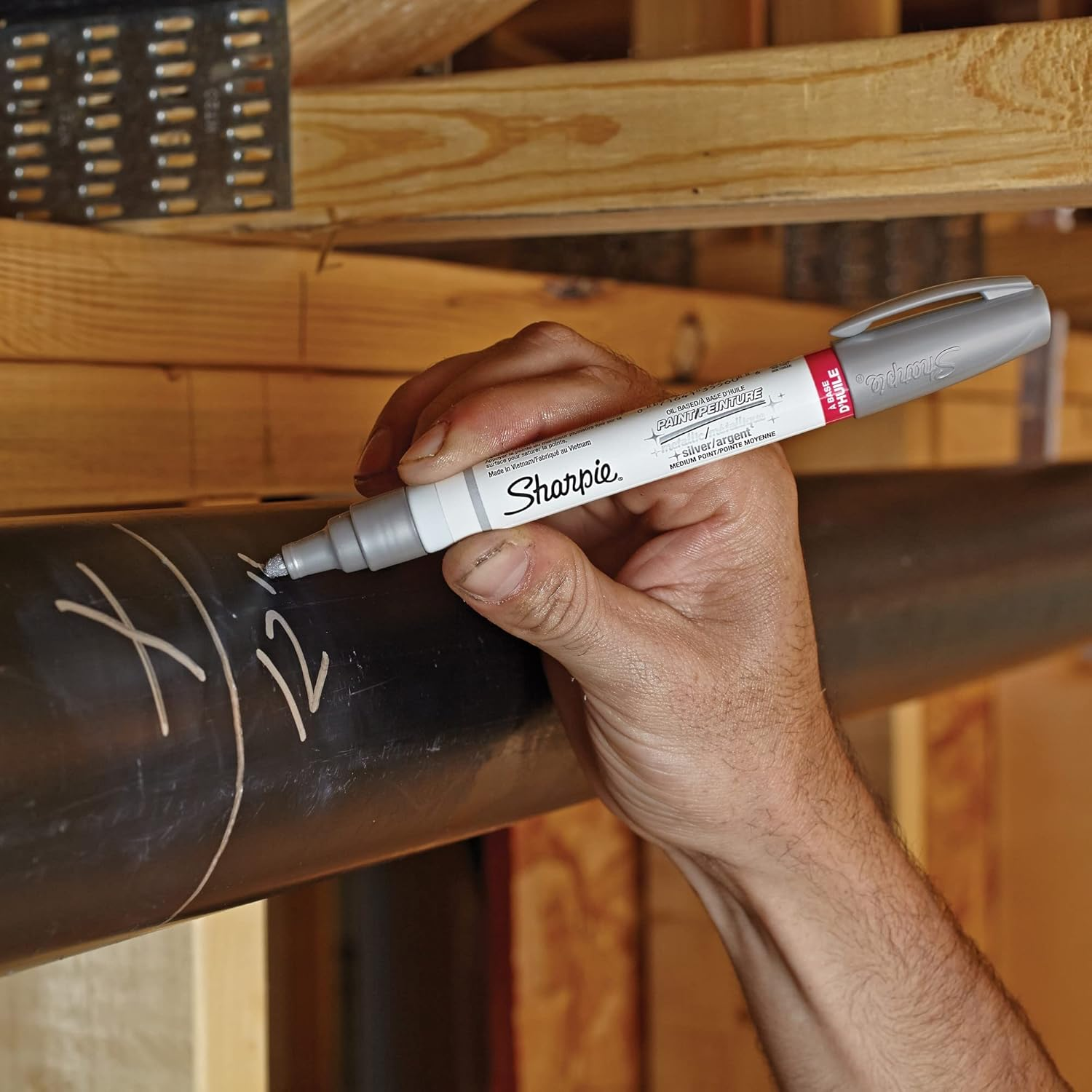 Sharpie 35560 Paint Marker, Oil Base, Medium Point, Silver image number 2