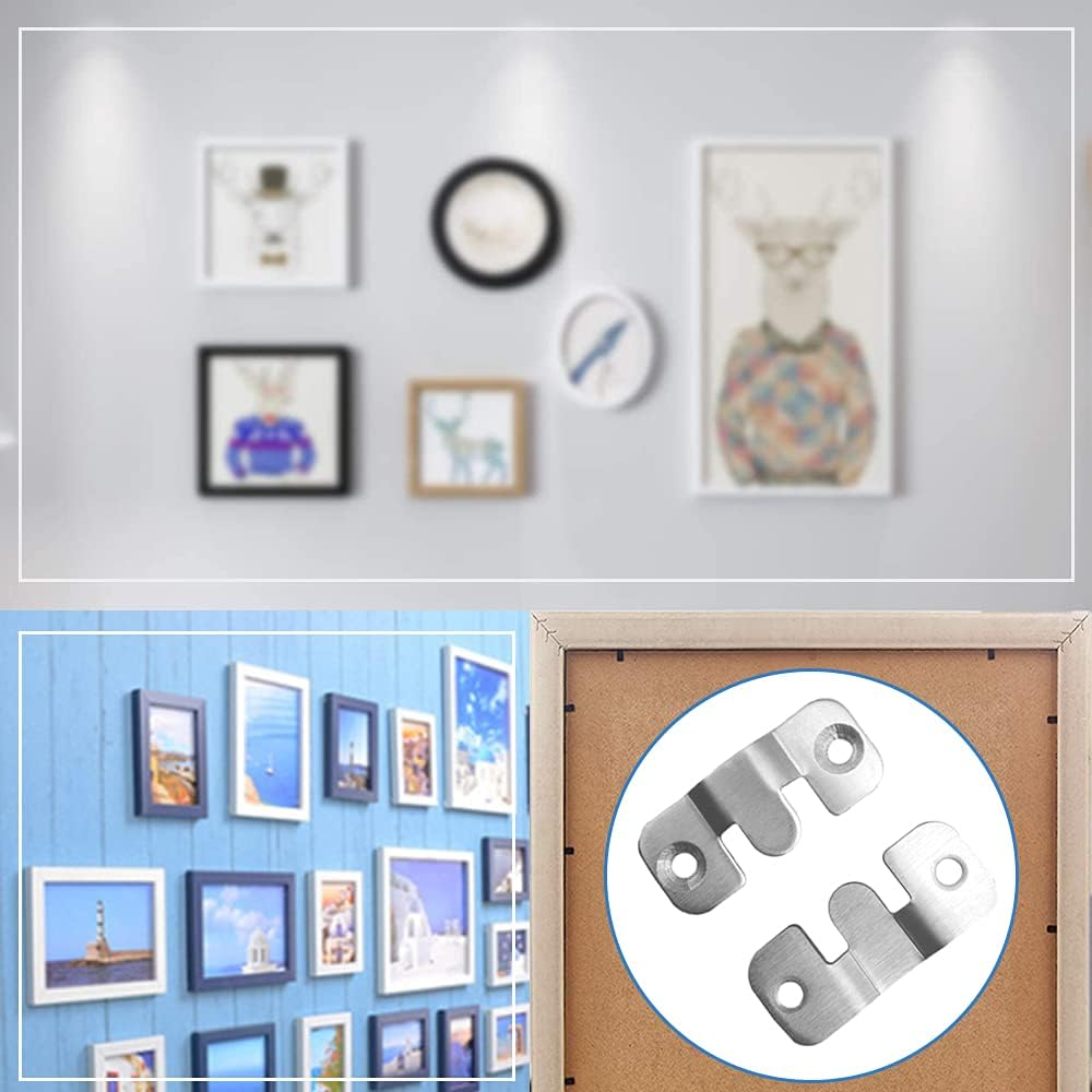 Bestgle 30 Pcs (15 Pairs) Wall Mount Buckle Bracket, Stainless Steel Interlocking Photo Frame Hanging Hook Hangers Buckle Insert Fittings for Mirror Picture Photo Painting image number 5