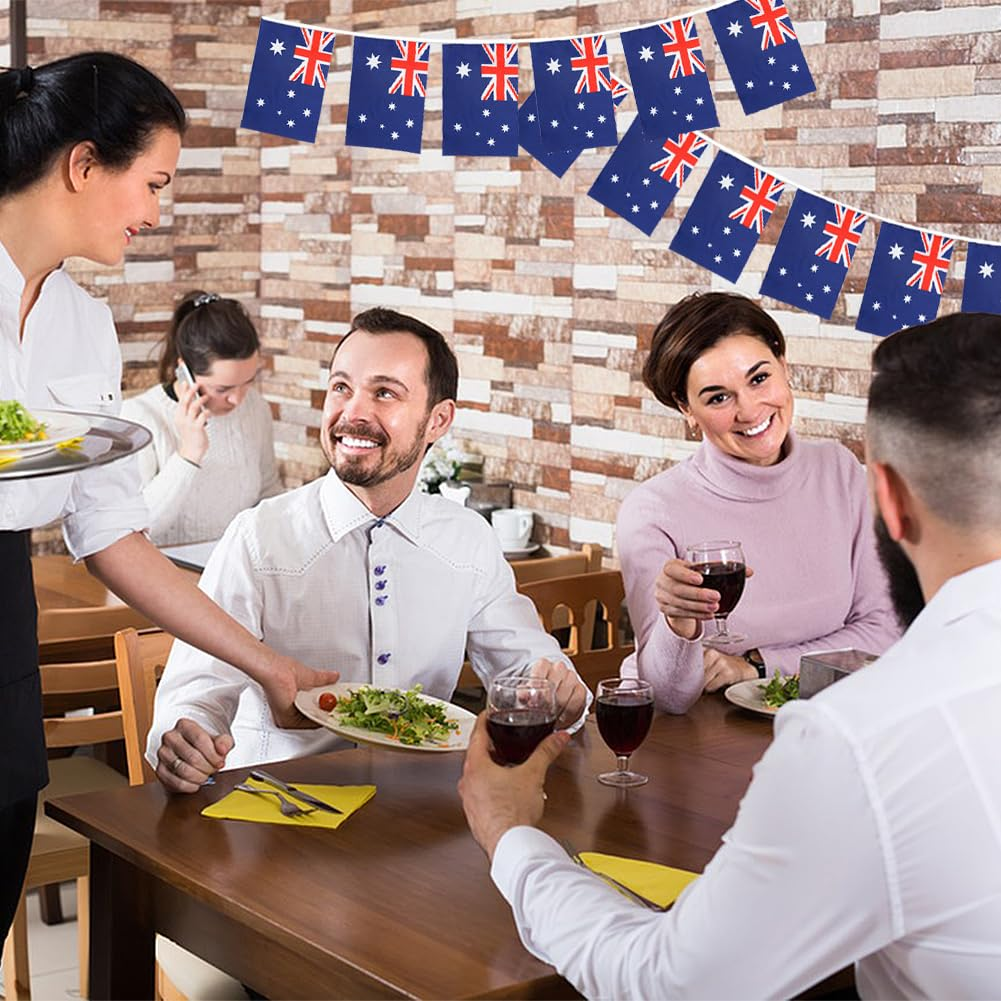 Australia String Flag Pennant Banner,Kiwinvou 38Pcs Australia Flags,10 Meter Mini Australian Flags Bunting Banner for School, Party, Sports Events, Patriotic Festival image number 1