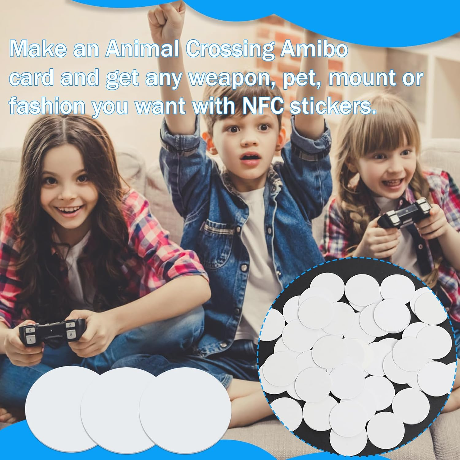 50PCS NFC Tags NT AG215, 25Mm(1 Inch) round Cards Blank White NFC Tags with Storage Box with Adhesive Back for Easy Fixing Compatible with Am Ii Bo NFC Enabled Mobile Phones and Devices