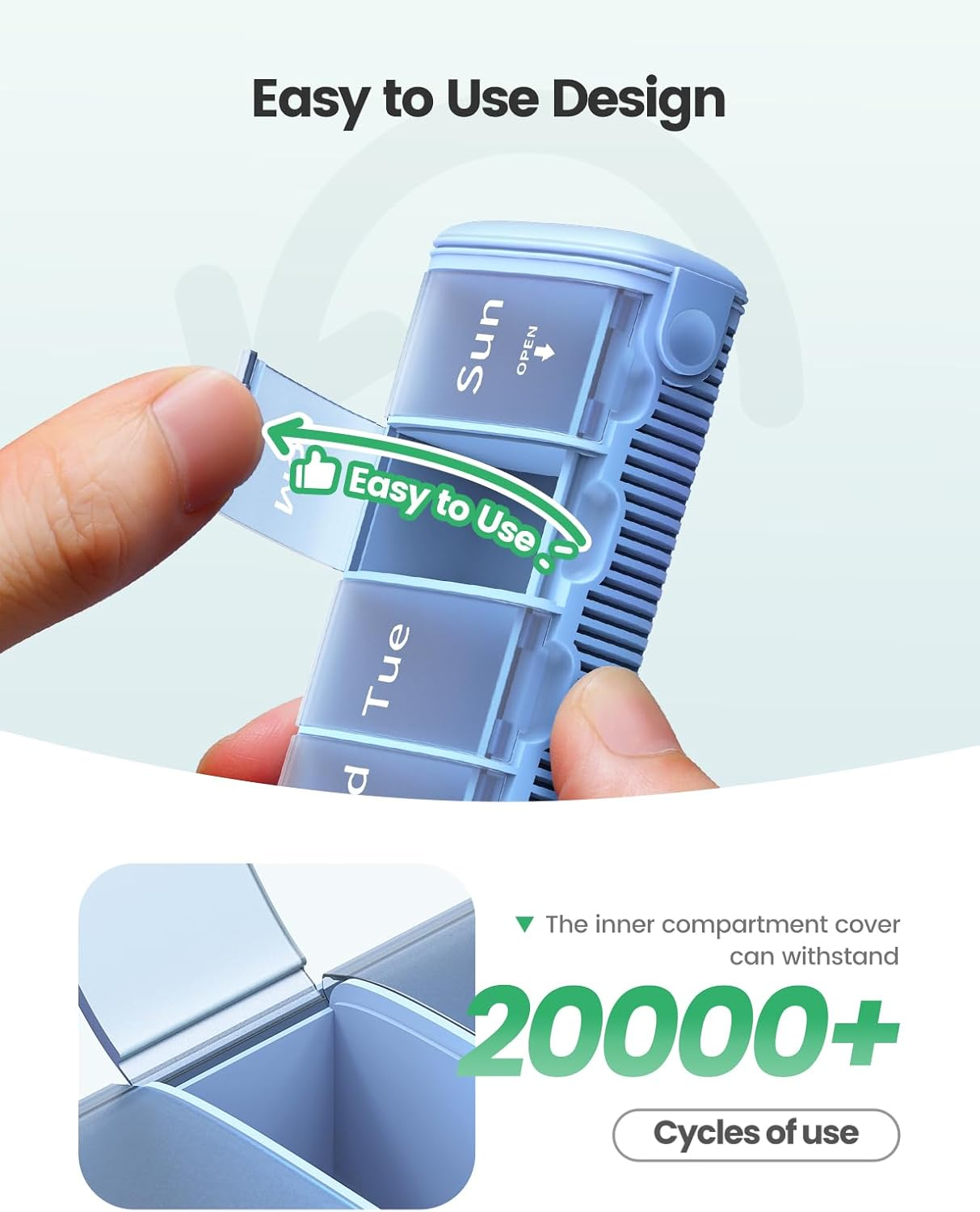 Weekly Travel Pill Organizer,Ideerfit Small Pill Box 7 Day,Portable Pill Case,Daily Medicine Box,Drawer Design Pill Container for Medication, Vitamins, Fish Oils, Supplements,Pink - Pink image number 2