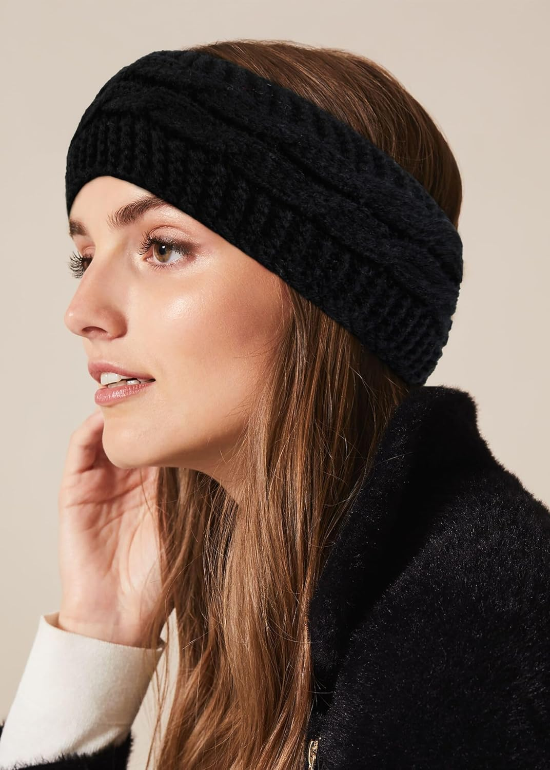 Pack of 2 Women'S Winter Headbands, Knitted Hair Band, Ear Warmers, Girls, Women, Elastic, Wide, Warm, Winter Crocheted Hair Bands, Thick Headband, Hair Accessories, Headband