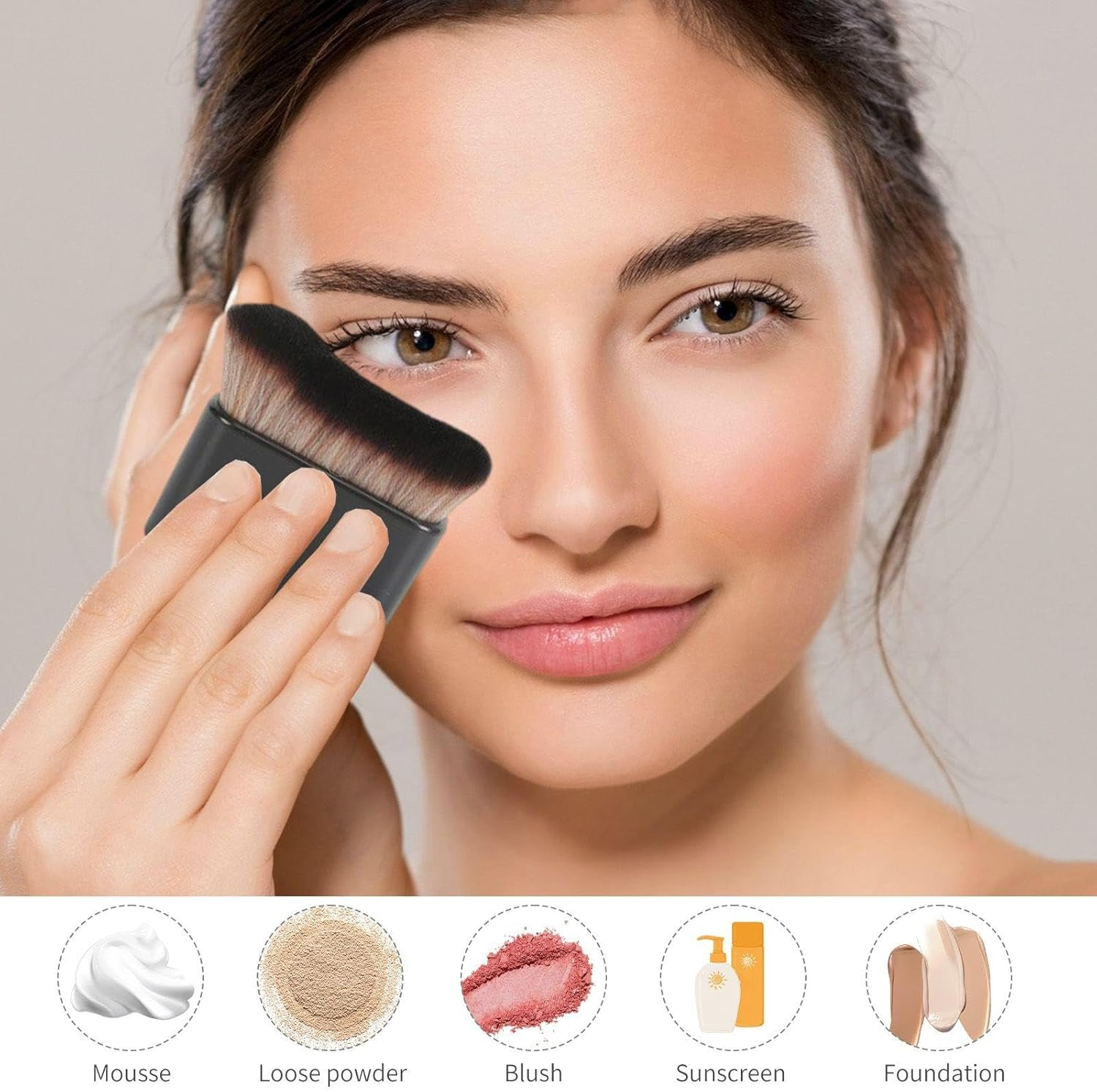 Pack of 2 Black Beauty Brushes for Soft Hair, 1 Piece Foundation Brush, Lotion Brush, Portable Face Tanning Brush, Beauty Tools for Girls, Suitable for Body and Legs image number 4