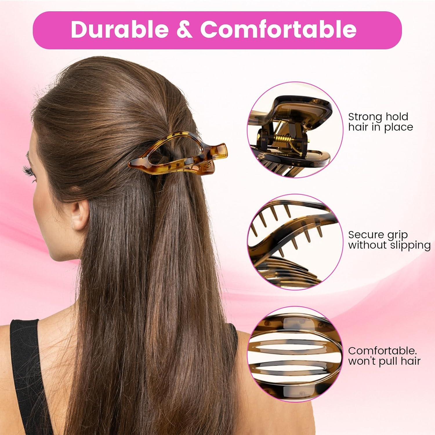 FOLAI 12 Pcs Matte Plastic Claw Claws Set Strong Hold for Daily Styling