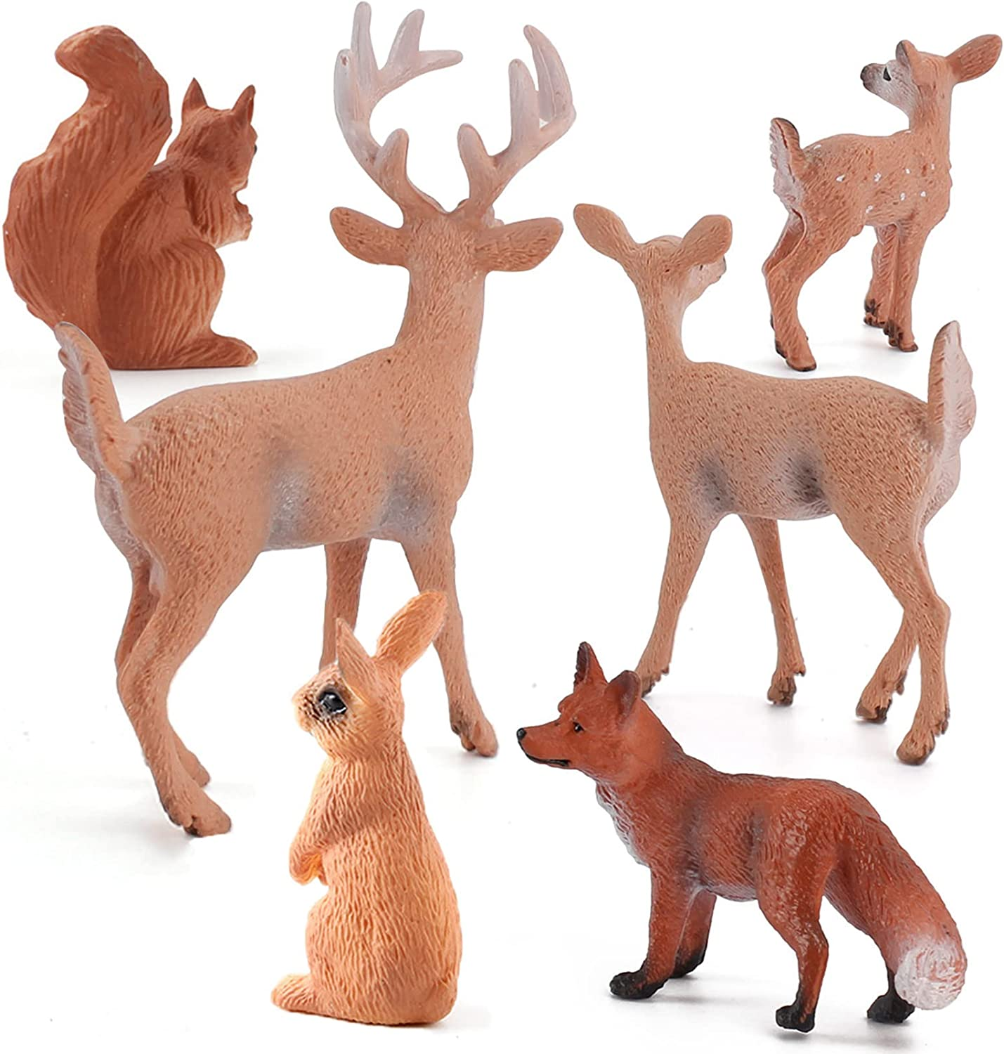 Deer Set Forest Animal Figures Woodland Creatures Figurines Miniature Toys for Boys and Girls Animal Cake Toppers image number 1