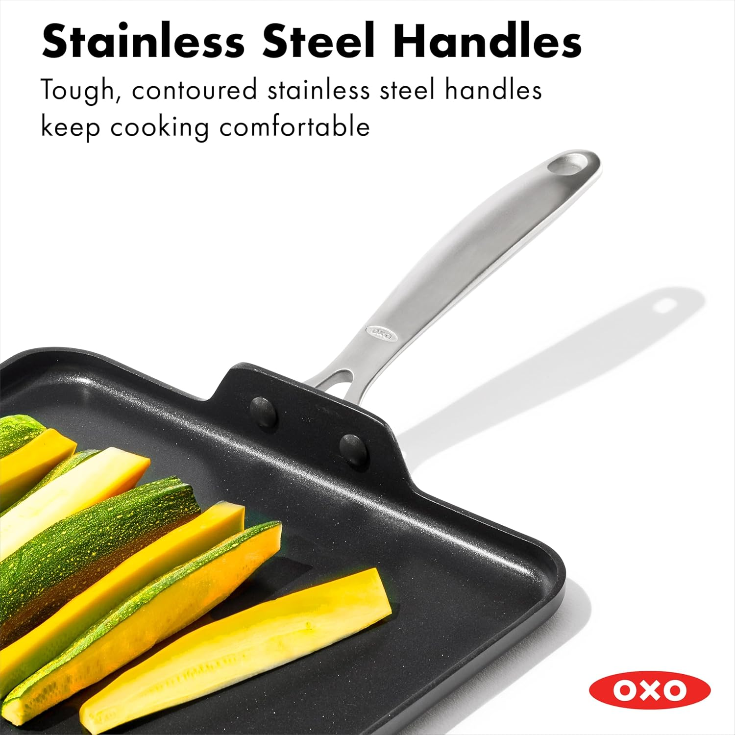 OXO Good Grips Pro 11" Griddle Pan, 3-Layered German Engineered Nonstick Coating, Dishwasher Safe, Oven Safe, Stainless Steel Handle, Black image number 1
