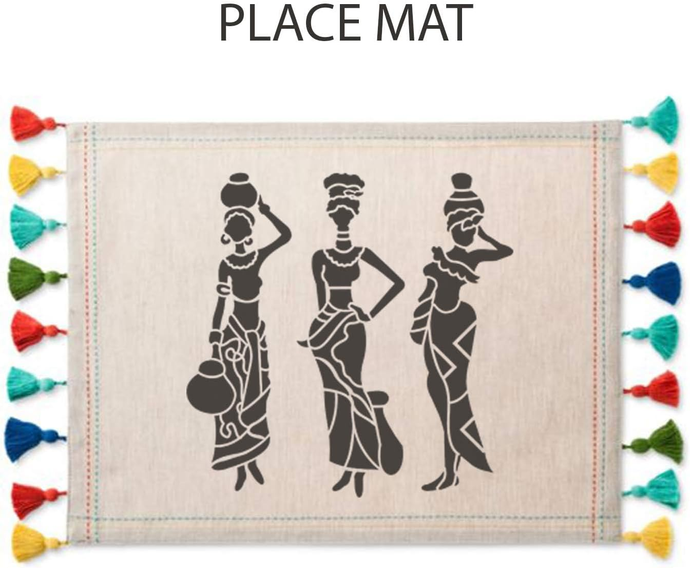 Craftreat Tribal Wall Stencils for Painting Wall Art, Canvas, Wood, Furniture, Journal Notebook & Home Decor - African Women - 12X12 Inches - Reusable Stencils for Painting Large Pattern Wall Decor image number 2