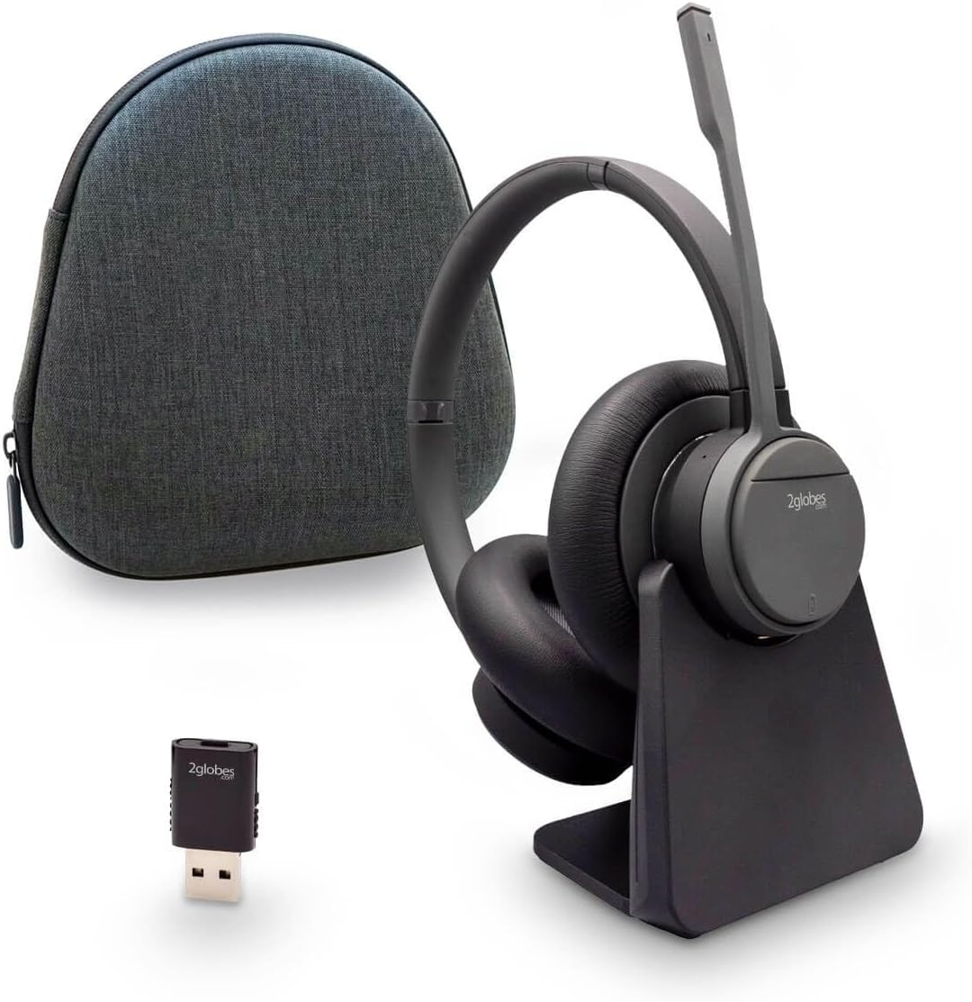 2Globes Hybrid X.5: Advanced DECT & Bluetooth Stereo Headset with ANC - USB-C Connectivity - Black image number 3