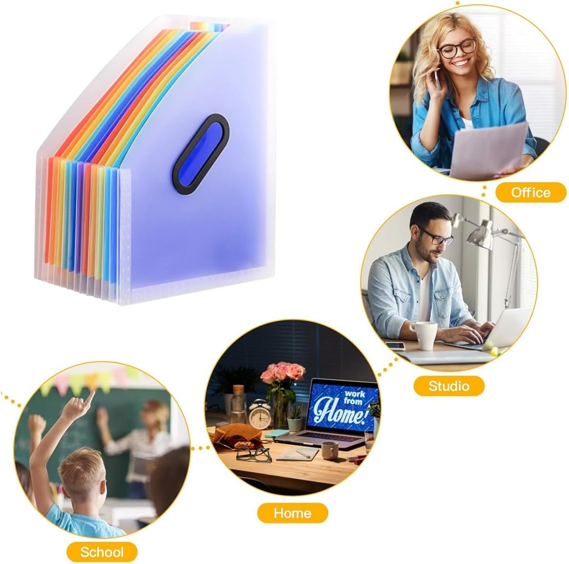 AIMALL 2 Pack Vertical Expanding File Folder &ndash; 12-Pocket Accordion Document Organiser, Transparent Colour, Multi-Layer Telescopic A4 Storage, PP Material, 9.25 X 12.99 In image number 1