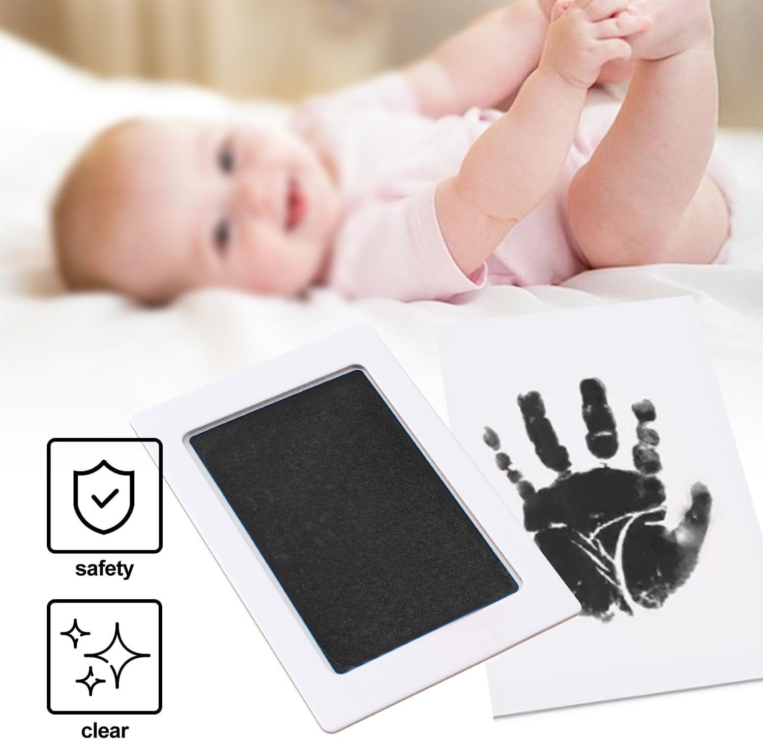 Inkless Baby Print with 4 Ink Pads and 8 Imprint Cards,Baby Hand and Footprint Kit, H HOME-MART Premium No-Mess Ink Free Print Pads Baby Footprint Kit for Baby Dog Paw Print Kit,Dog Nose Print Kit,Safe and Non-Toxic Ink image number 6