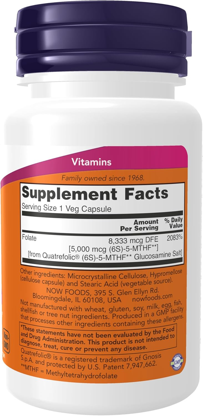 NOW Supplements, Methyl Folate 5000 Mcg, Superior Bioavailability, 50 Veg Capsules image number 4