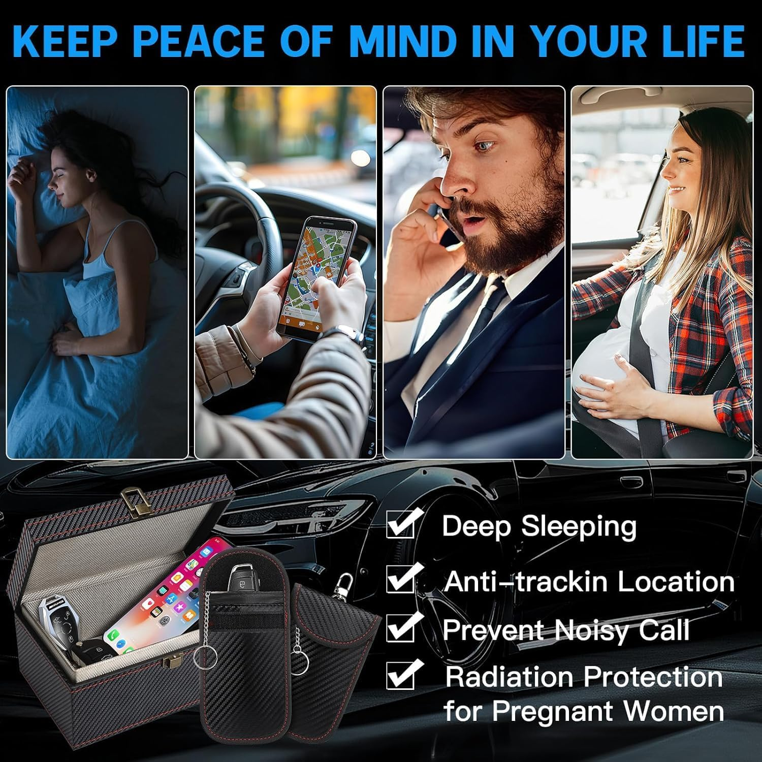 Large Faraday Box & 2 Pack Faraday Bag for Key Fob Protector,Faraday Cage Car Key Fob Signal Blocker Box,Keyless Entry RFID Blocking Set,Protects Car Key with Industry Leading Faraday Protection