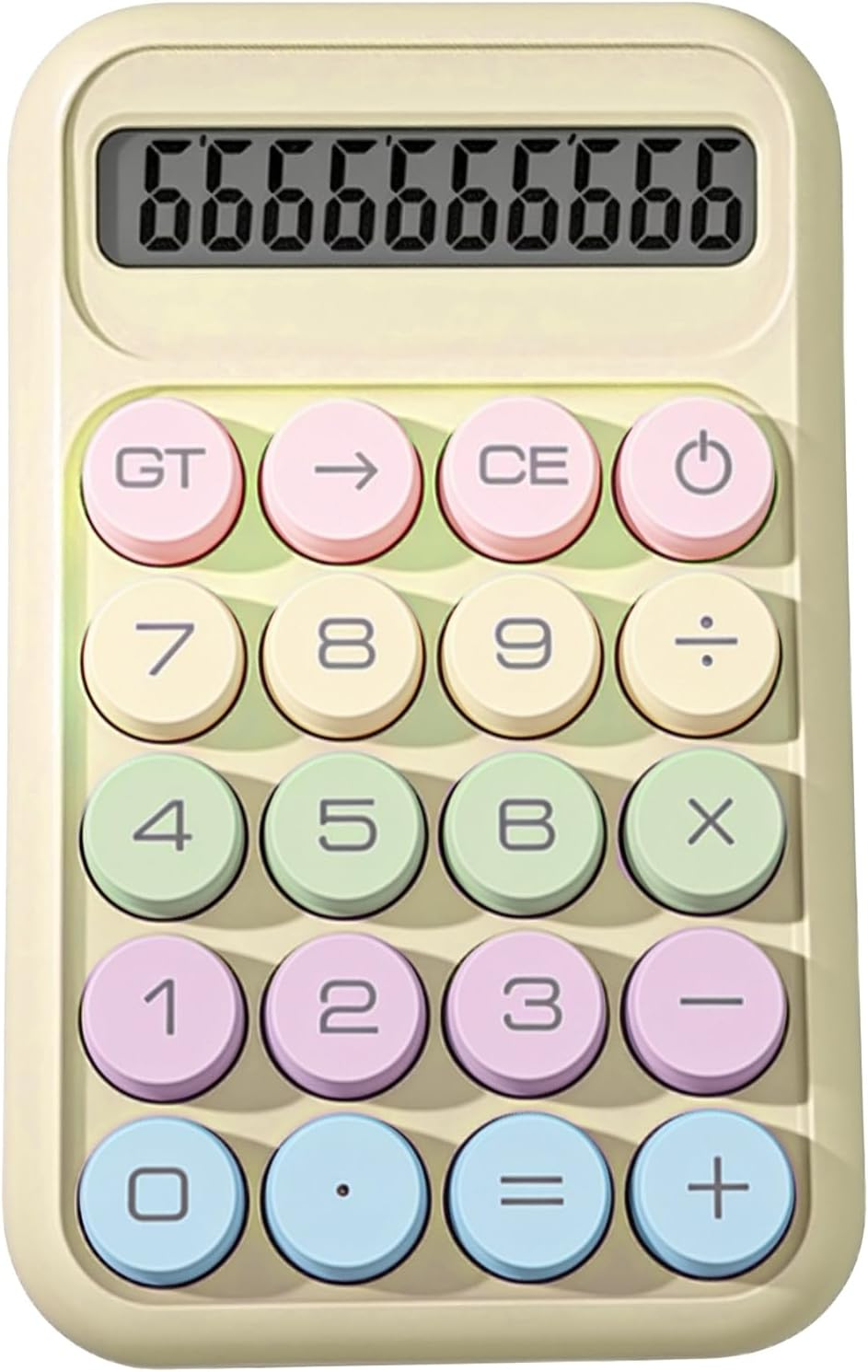 Mechanical Switch Calculator with 10 Digits Large LCD Display, Basic Calculator with Big Button Anti-Slip Pad, Accurate Calculation for Office Desk Home School - White - White image number 1